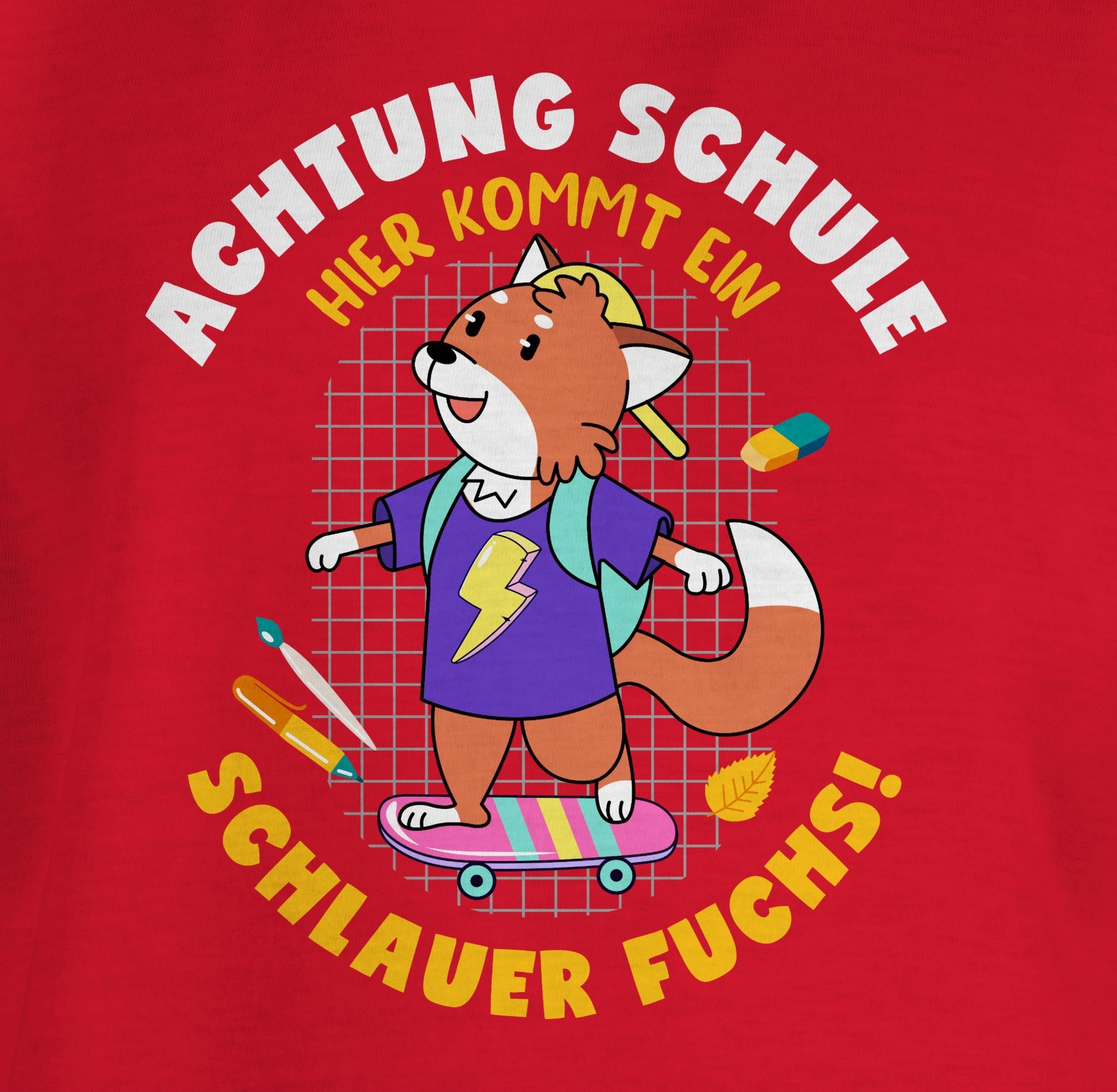 T-Shirt Schlauer Einschulung 3 Fuchs Shirtracer Rot Mädchen