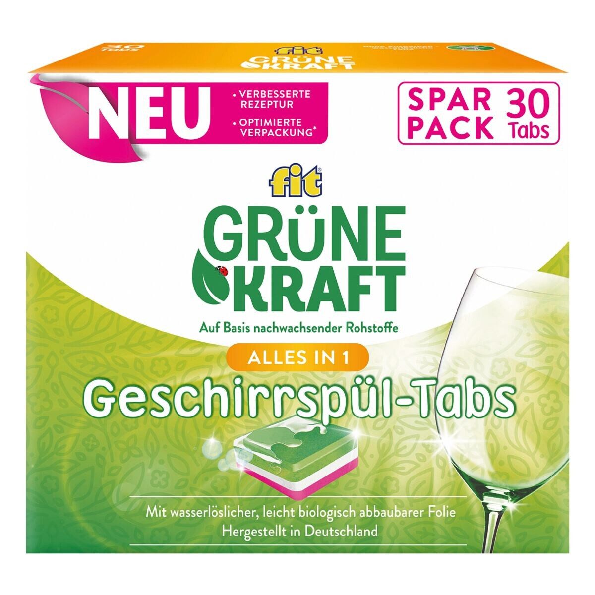 FIT GRUENEKRAFT Alles-in-1 Spülmaschinentabs (30 Tabs)