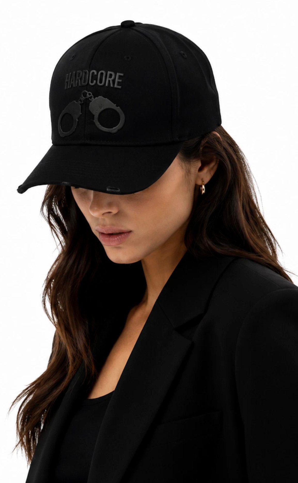 Dsquared2 HARDCORE Handschellen Cap Mütze Basebalkappe Unisex Verstellbarer Riemen mit Metallschnalle