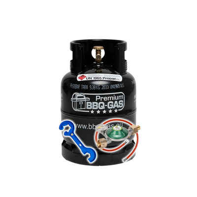 BlueCraft Gas, 8 kg Premium BBQ Gasflasche leer inkl. 50 mbar Manometer-Gas-Regler