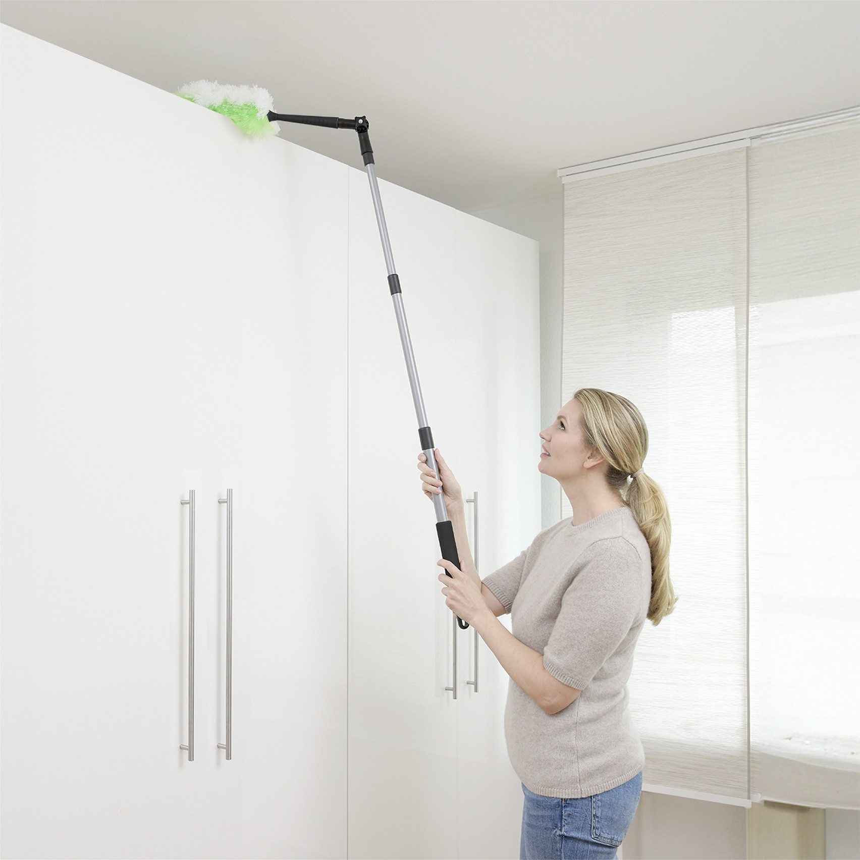 Maximex Staubwedel 2in1, Staubwischer mit Teleskopstiel und Knickgelenk, antistatisch