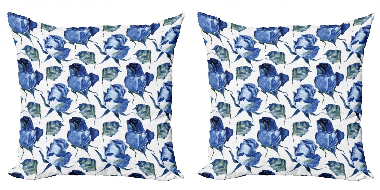 Kissenbezüge Modern Accent Doppelseitiger Digitaldruck, Abakuhaus (2 Stück), Aquarell Rosen mit Blättern