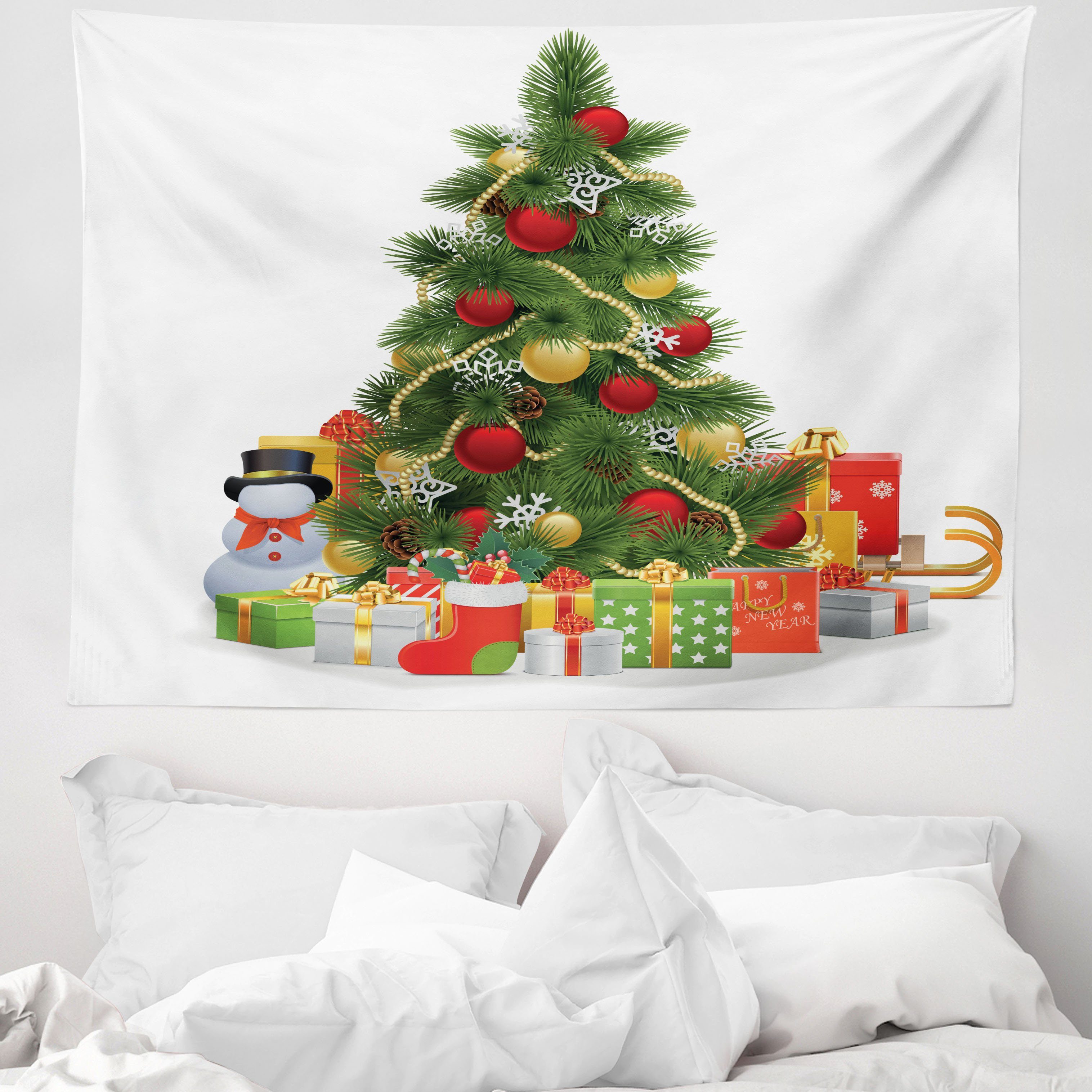 Wandteppich aus Weiches Mikrofaser Stoff Für das Wohn und Schlafzimmer, Abakuhaus, rechteckig, Weihnachten Weihnachtsbaum-Stil