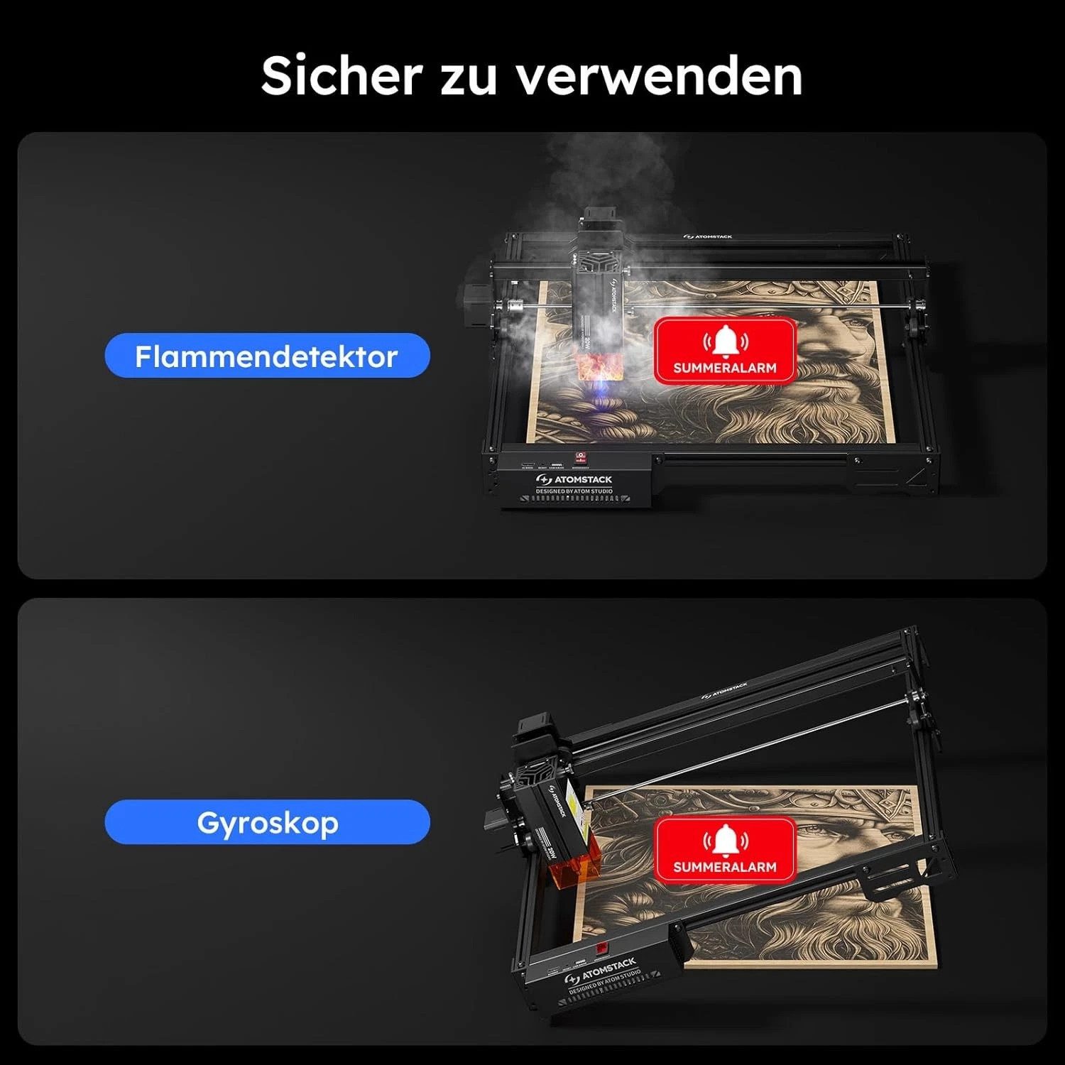DESUO 3D-Drucker Laser Graviermaschine Lasergravierer für Holz, Acryl, Metall & Leder