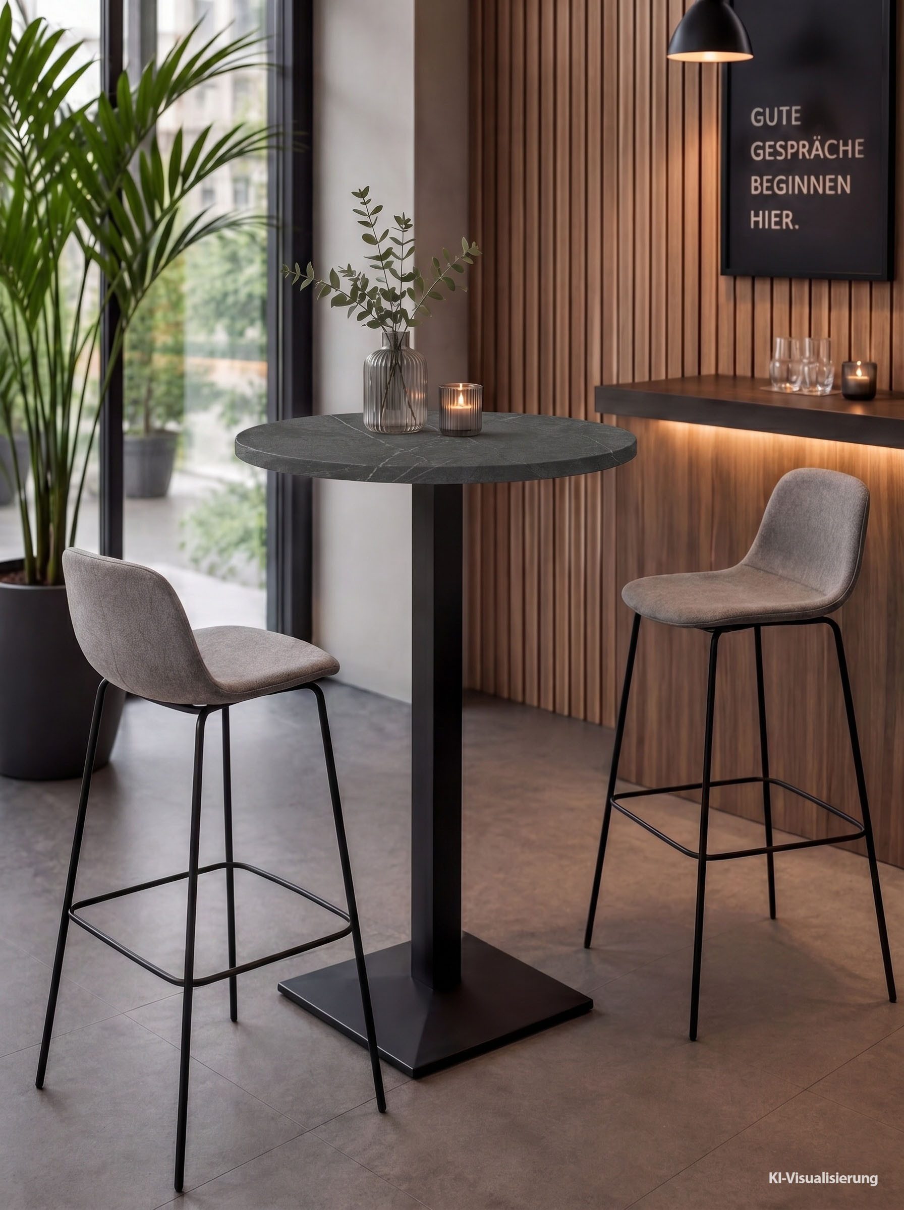 Mäusbacher Bistrotisch Big Bistro Metall, Quadrat-Säulengestell, runde Platte Ø 70 cm x H 105 cm