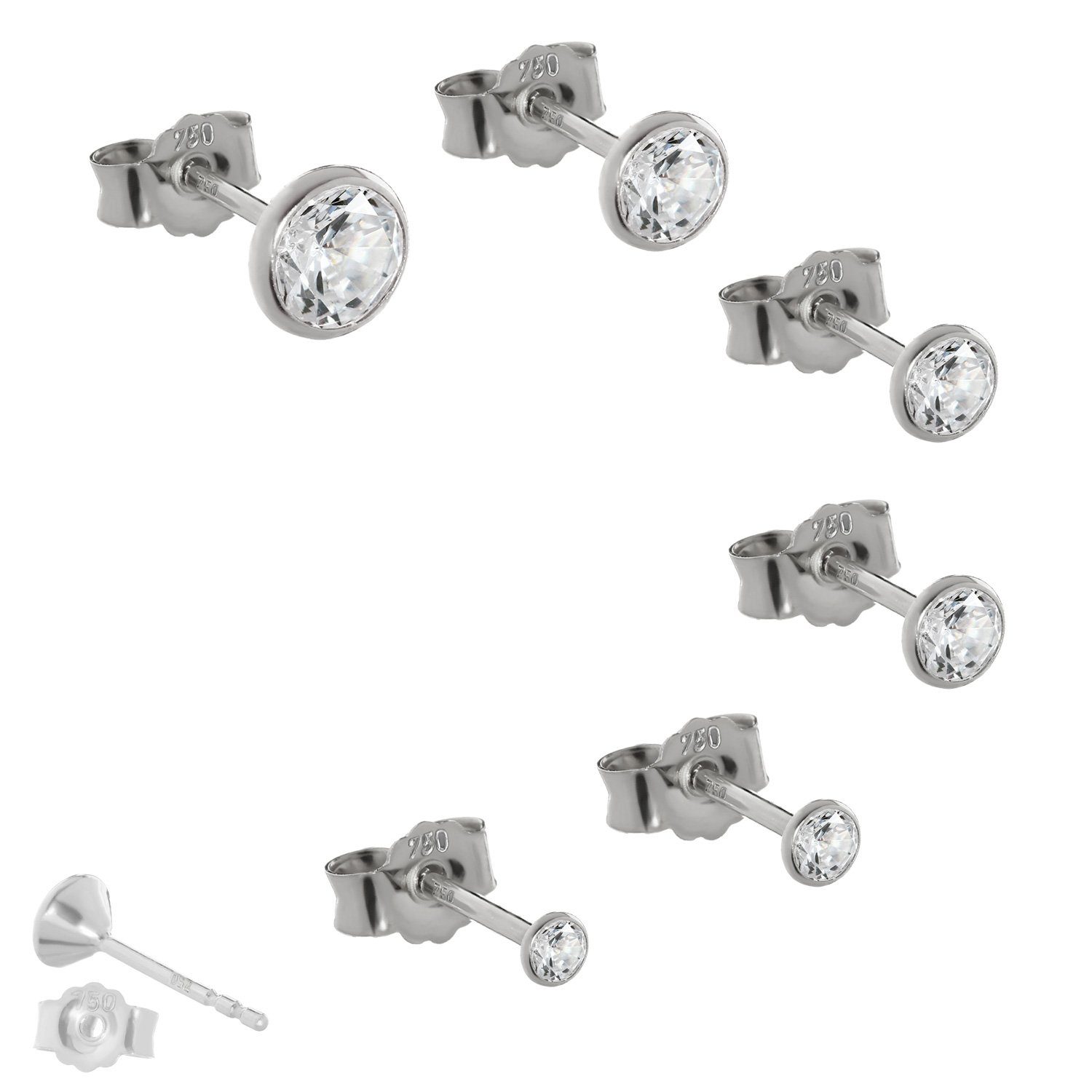 NKlaus Single-Ohrstecker Einzel 2,3mm Ohrstecker Weißgold 750 Gold Ohrringe günstig online kaufen