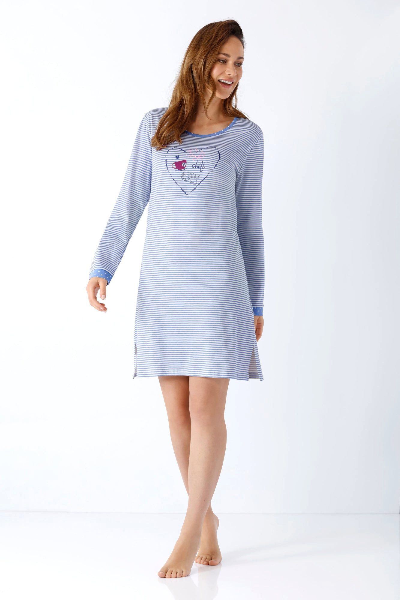 Hajo Sleepshirt Damen Sleepshirt mit Bündchen 95 cm Premium Cotton