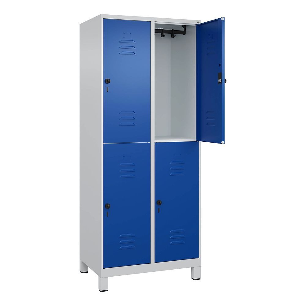C+P Garderobenschrank Doppel-Garderobenschrank Classic Plus, Abteilbreite 40 cm, mit Füßen Sicherheits-Drehriegel, kein Aufbrechen durch Überdrehen