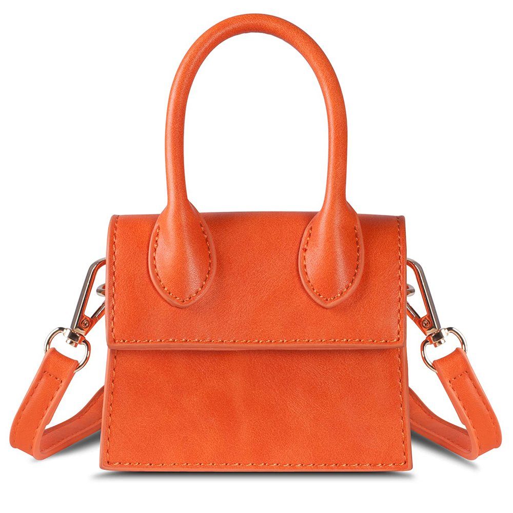 GelldG Geldbörse Geldbörse Mini Crossbody Tasche für Frauen Top-Griff Clutch Handtasche Orange