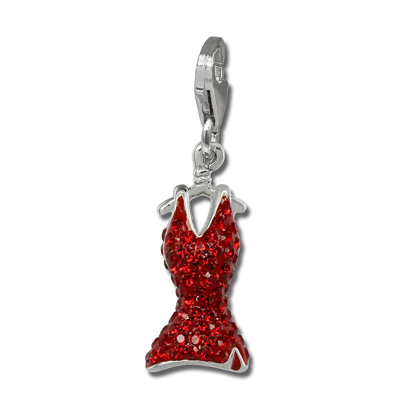 SilberDream Charm-Einhänger SilberDream rot Charm Kleid Zirkonia 925 (Charmsanhänger), Charmsanhänger Kleid, 925 Sterling Silber, Farbe: rot