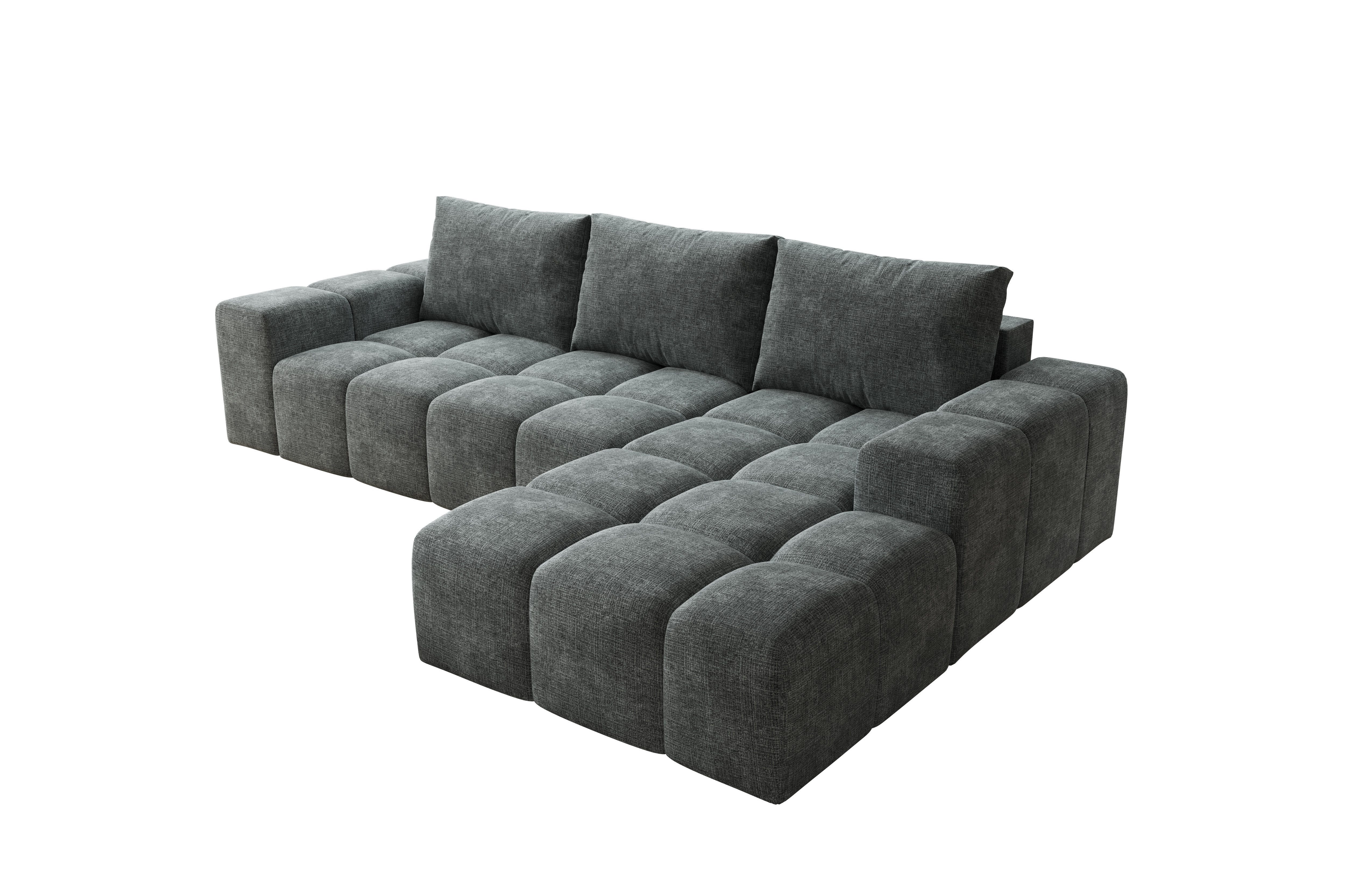 PROMETO Möbel Ecksofa Cento Couch L-Form,Sofa Links/Rechts Teddy-Bouclé, Web oder Cord-Stoff