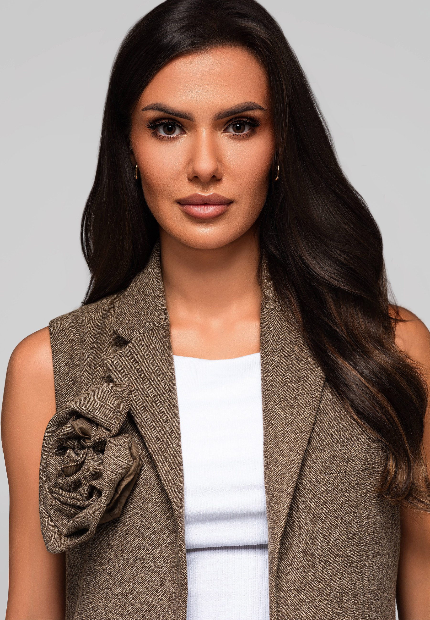 OMBRE Anzugweste Weste mit Gürtel und Blütendetail günstig online kaufen