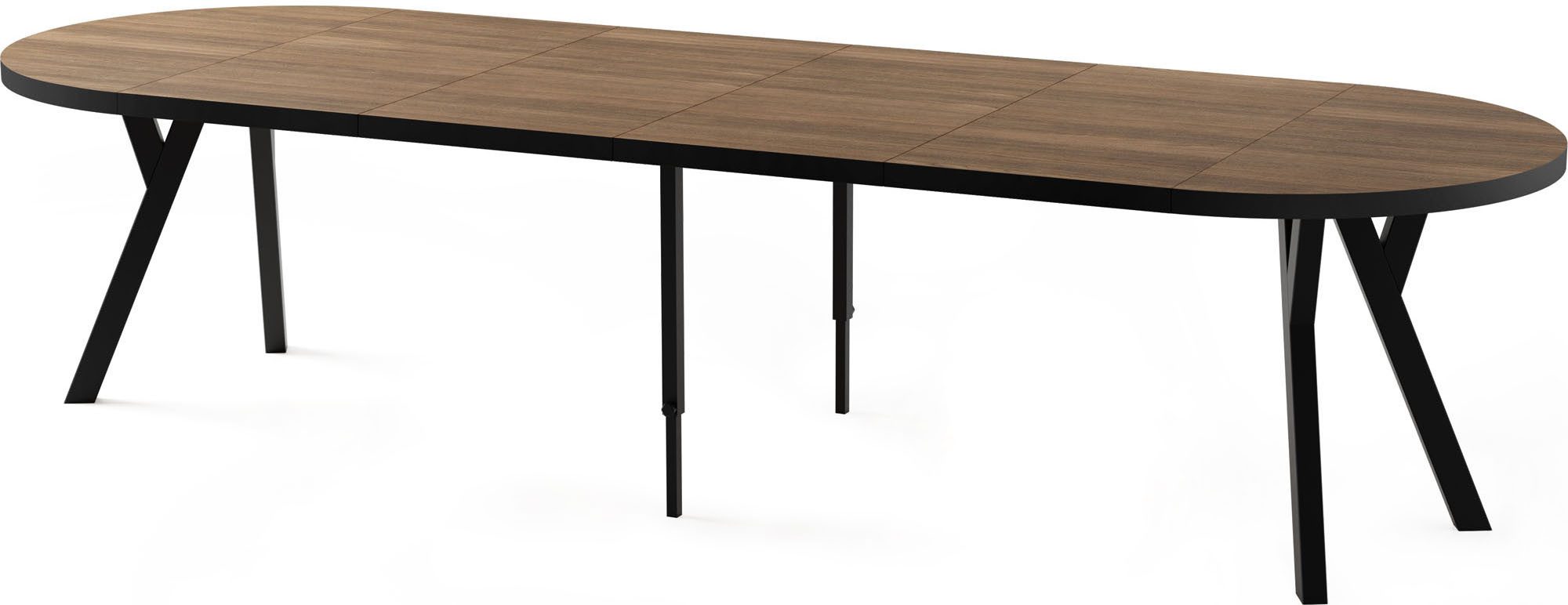 WFL GROUP Esstisch Twixy ausziehbar rund industrial mit schwarzen Holzbeine günstig online kaufen