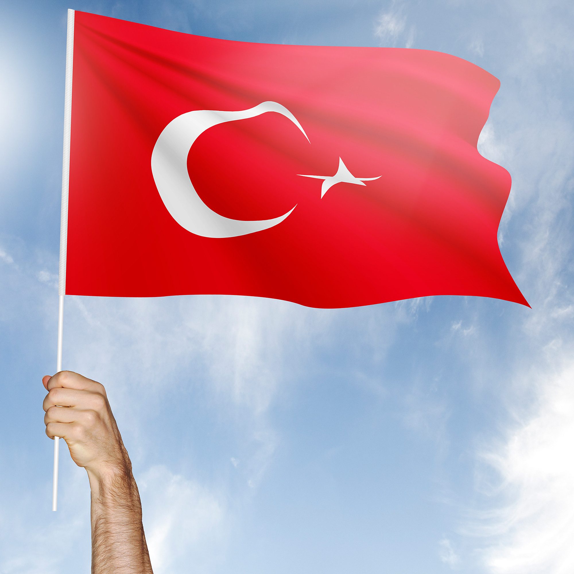 Taffstyle Flagge Türkei 6 Stück Handfahne Set Stabfahne 30cm x 45cm mit 60cm Kunststoff, WM 2026 Länderflagge Flagge Handball Eishockey Basketball Fussball