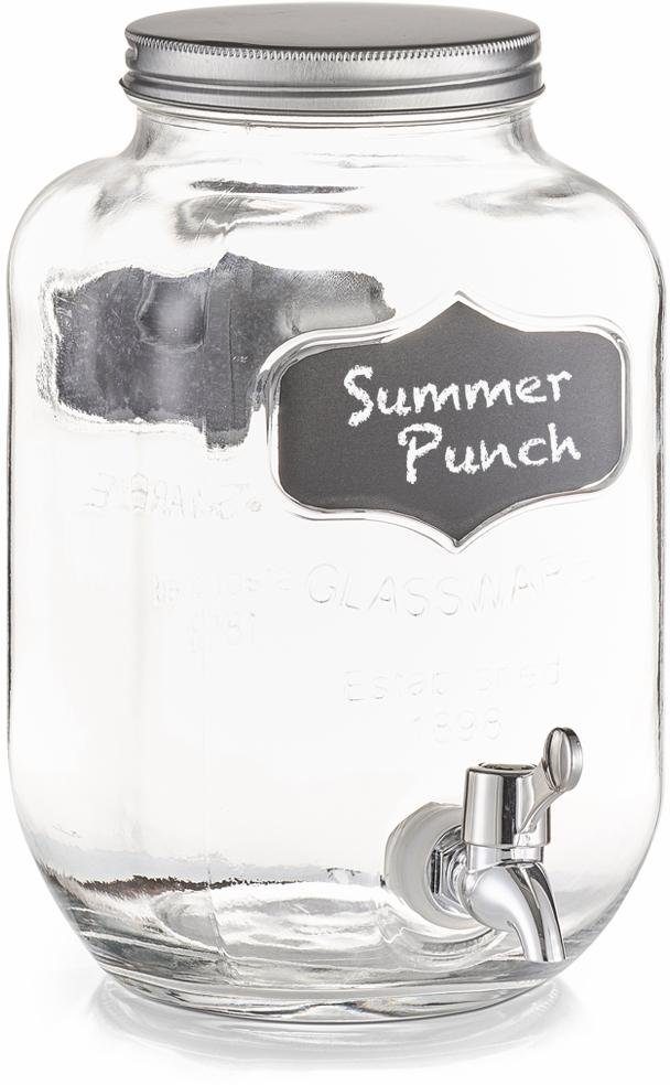 Zeller Present Getränkespender ., Glas, zum Beschriften, 3,8 Liter