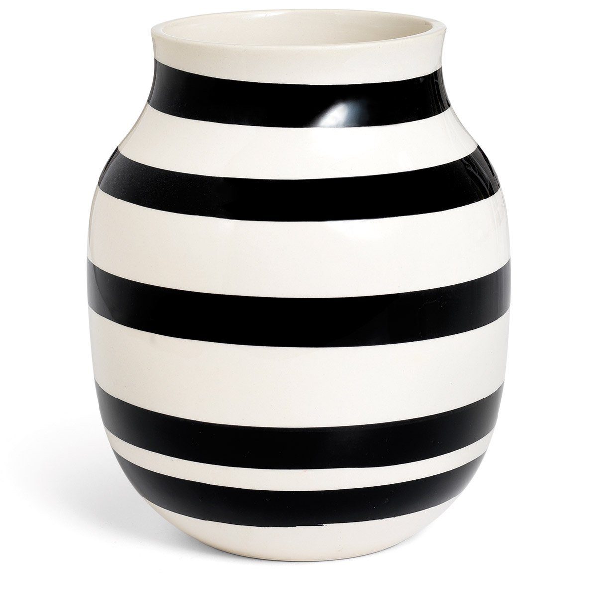 Tischvase Omaggio Schwarz/Weiß mit Streifen, Keramik, H 20 cm