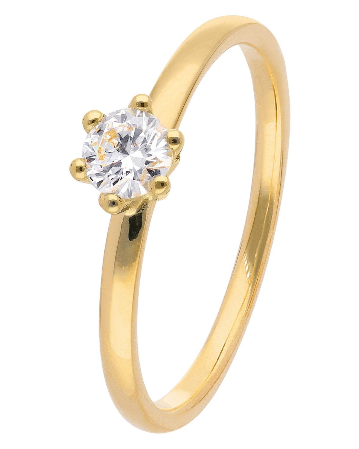 trendor Solitärring Damen DiamantGold 585/14K Brillant 0,25 ct