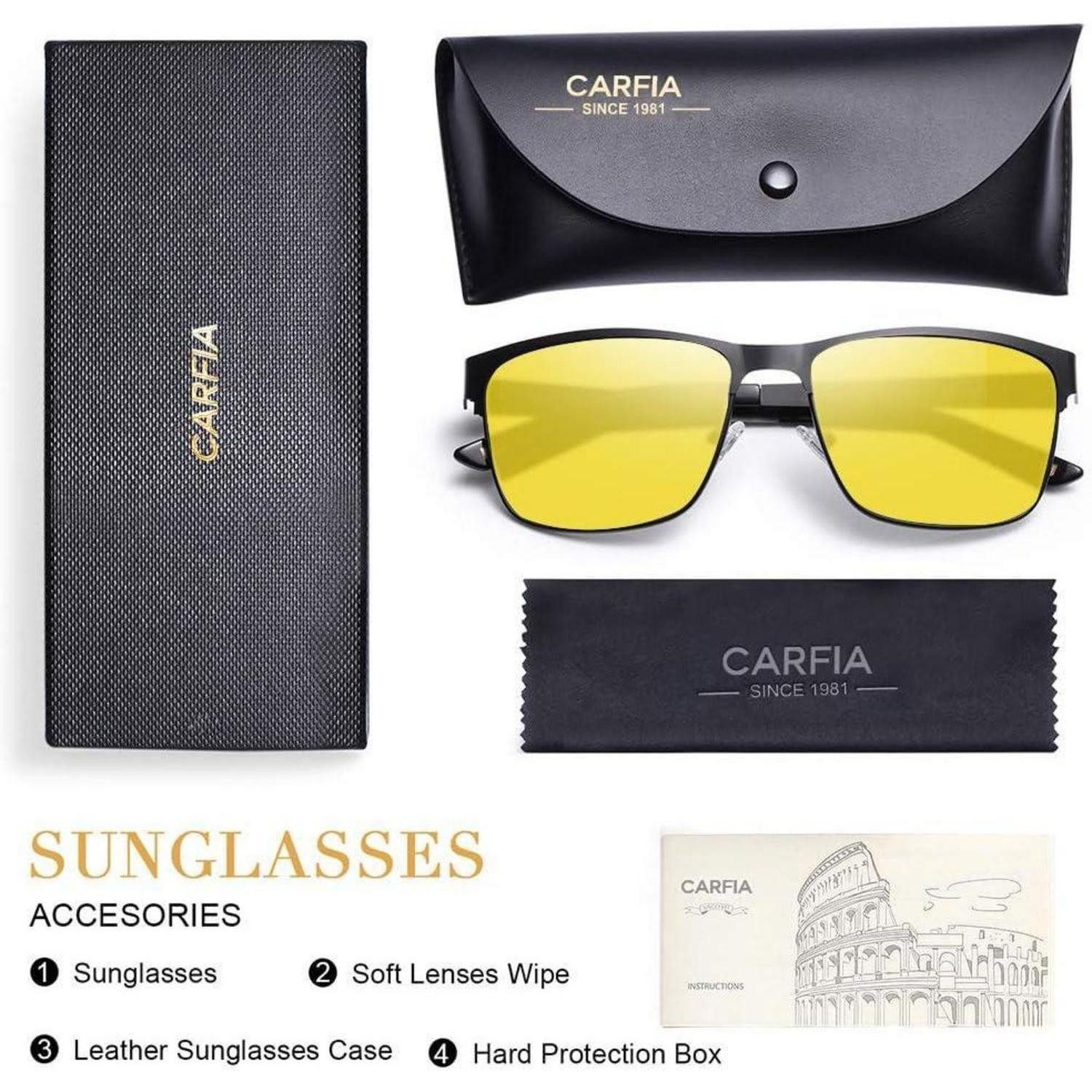LuxusKollektion Sonnenbrille Sonnenbrille Polarisierte Herren UV400 Metall Sportbrille Gelb