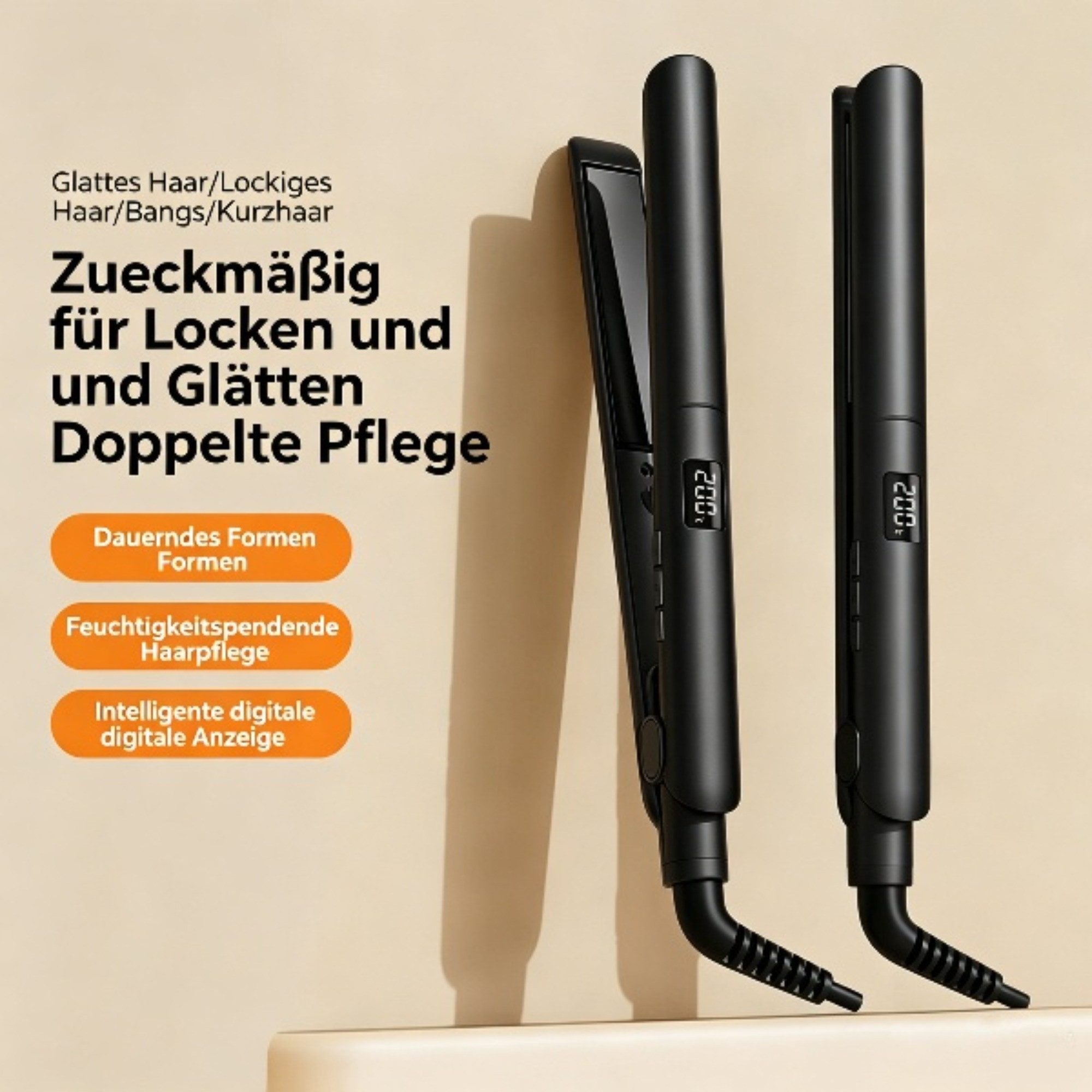 Luckice Glätteisen Professionelles Glätteisen mit 4 Temperaturregelung, Haarglätter Auto-Off,Keramikbeschichtung, LCD Display,360° Drehkabel, Kompaktes Design – ideal für Reisen und unterwegs