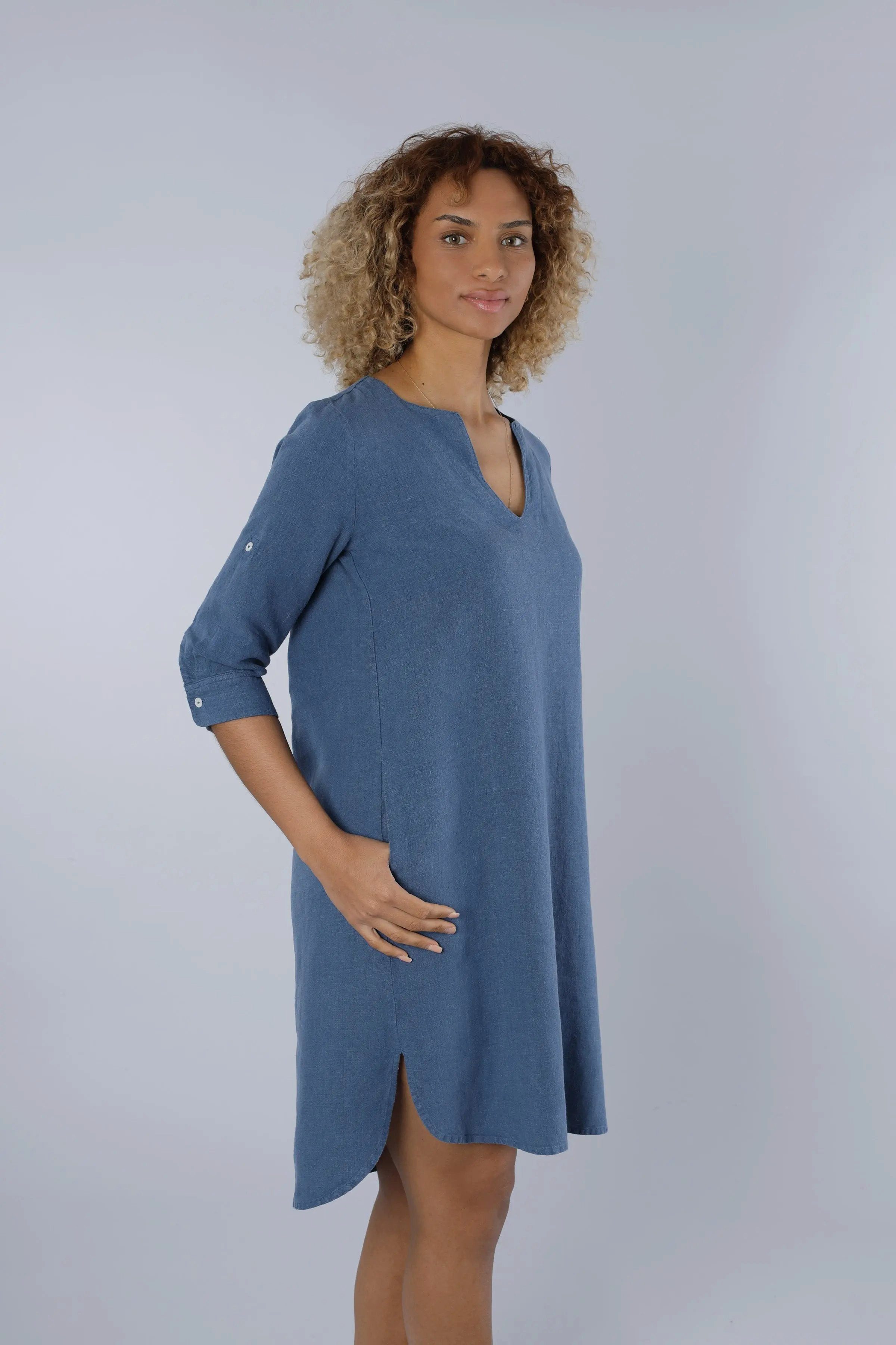 NADINE H Sommerkleid Leinenkleid BLUE