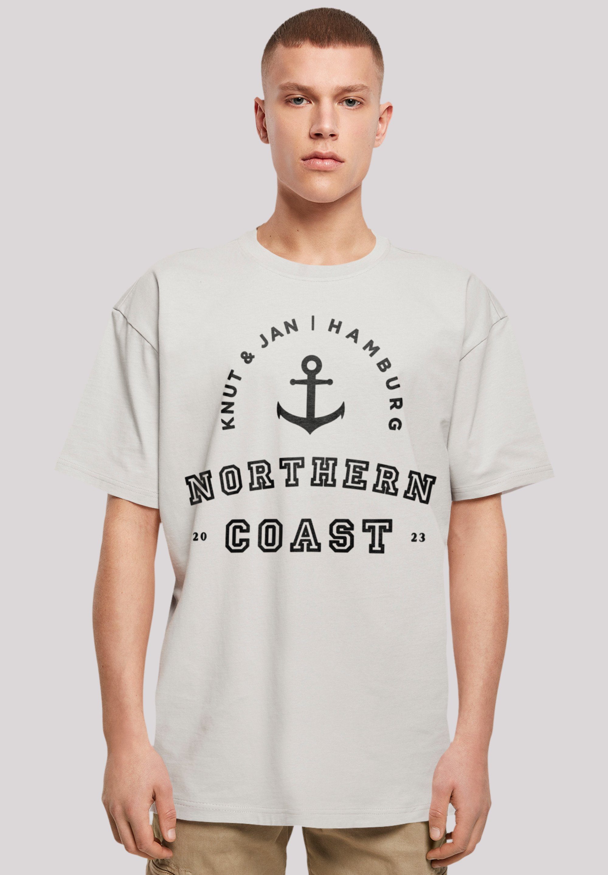 F4NT4STIC T-Shirt Northern Coast Nordsee Knut & Jan Hamburg Print lightasphalt