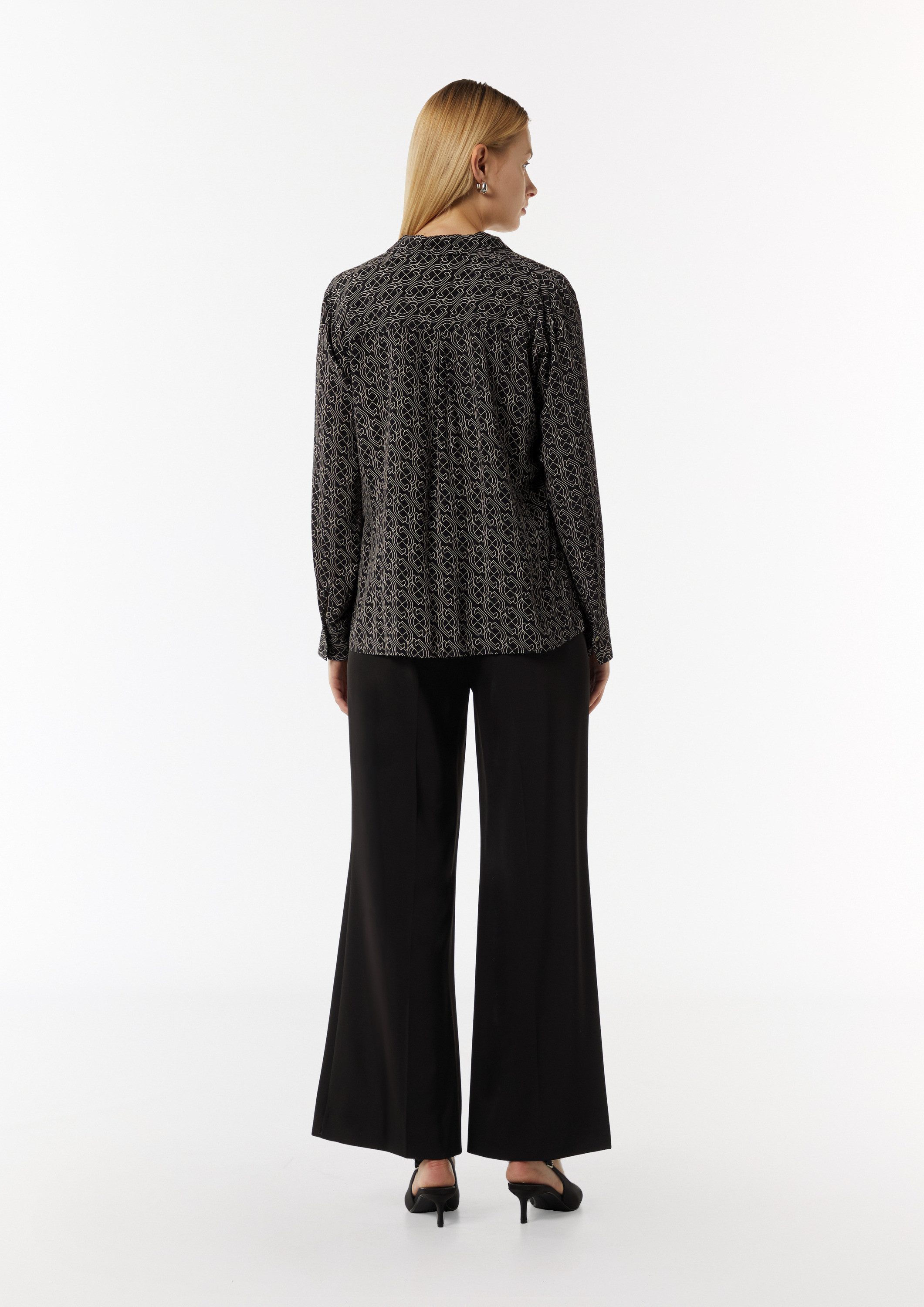 comma Langarmbluse Bluse Viskose-Bluse mit All-over-Print