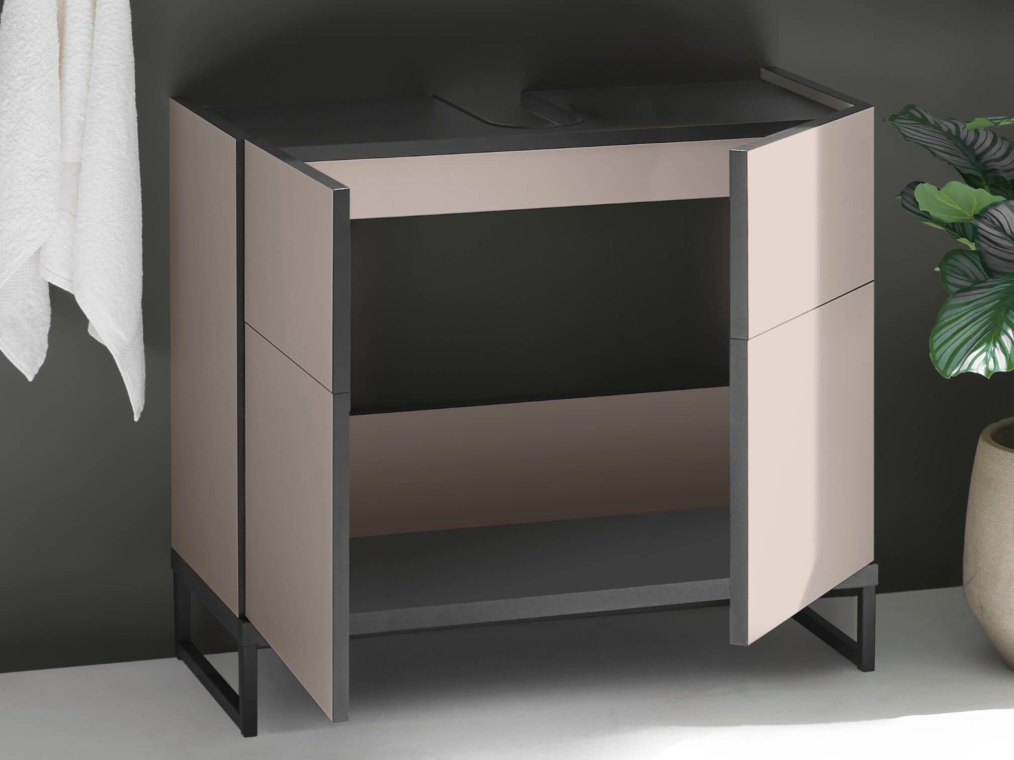 moebel-dich-auf Waschbeckenunterschrank VENEZIA (Badezimmer Unterschrank in kaschmir 80 cm breit)