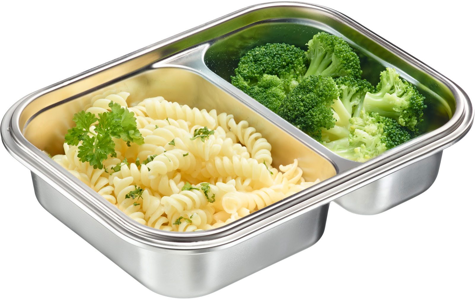 WESTMARK Lunchbox Edelstahl Lunch Box/ Frischhaltedose, geteilt, 450 + 280 ml, Edelstahl 18/8, Polyprophylen (PP), Silikon, (1-tlg), auslaufsichere Brotdose – m – Bild 5 von 5