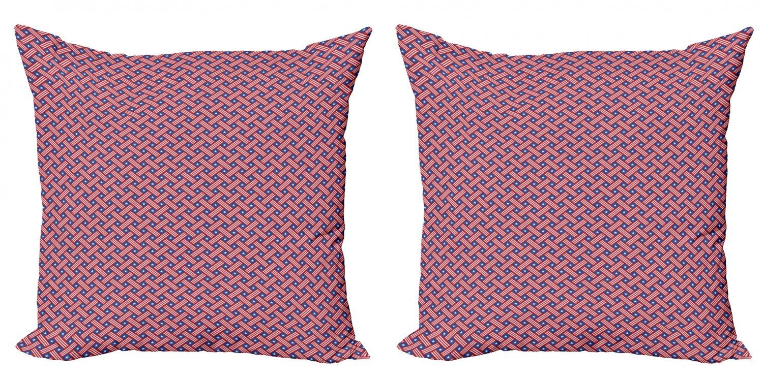 Kissenbezüge Modern Accent Doppelseitiger Digitaldruck, Abakuhaus (2 Stück), 4. Juli Diagonal Stripes Sterne
