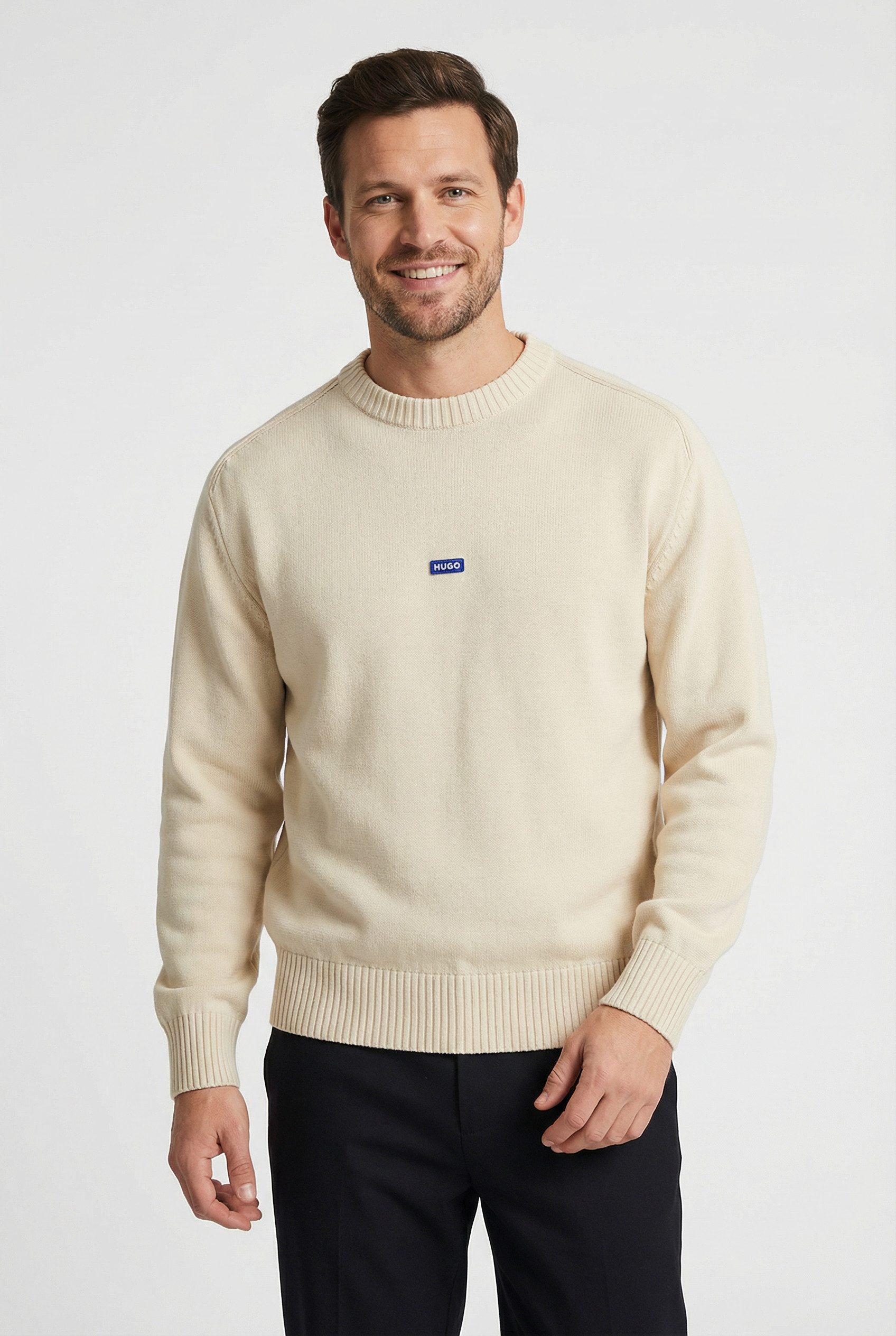 HUGO Blue Strickpullover Relaxed Fit, Rundhalsausschnitt, softe Strickqualität