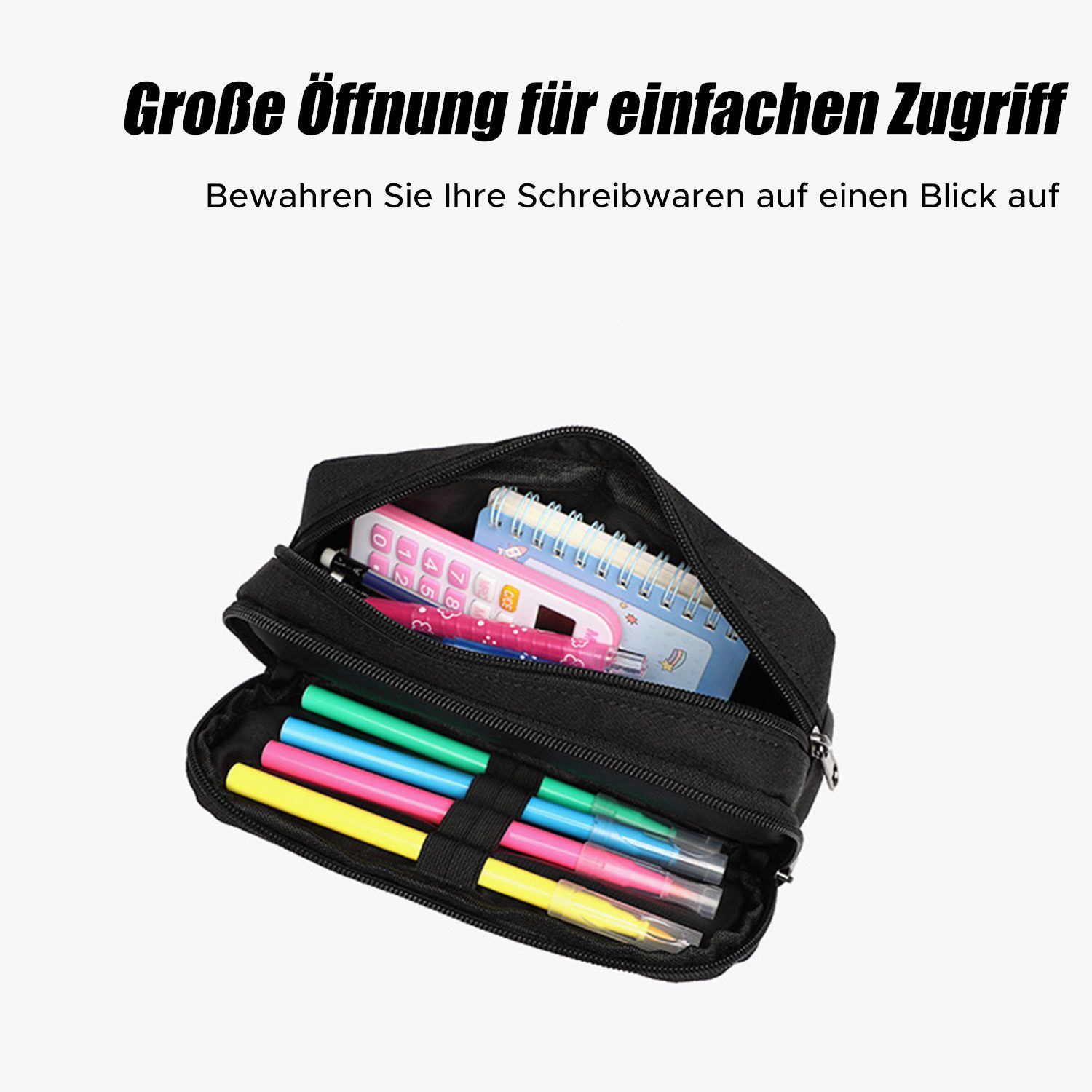 Refttenw Federmäppchen Unisex Federtasche,Mäppchen Etui Stifte 2 Fach,stiftemäppchen kinder