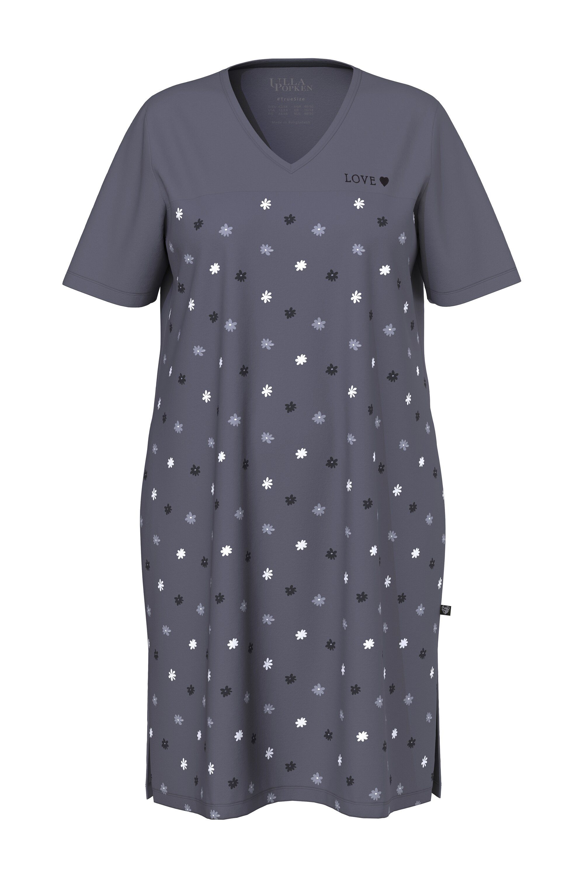 Ulla Popken Bigshirt Bigshirt Blüten Stickerei V-Ausschnitt Halbarm günstig online kaufen