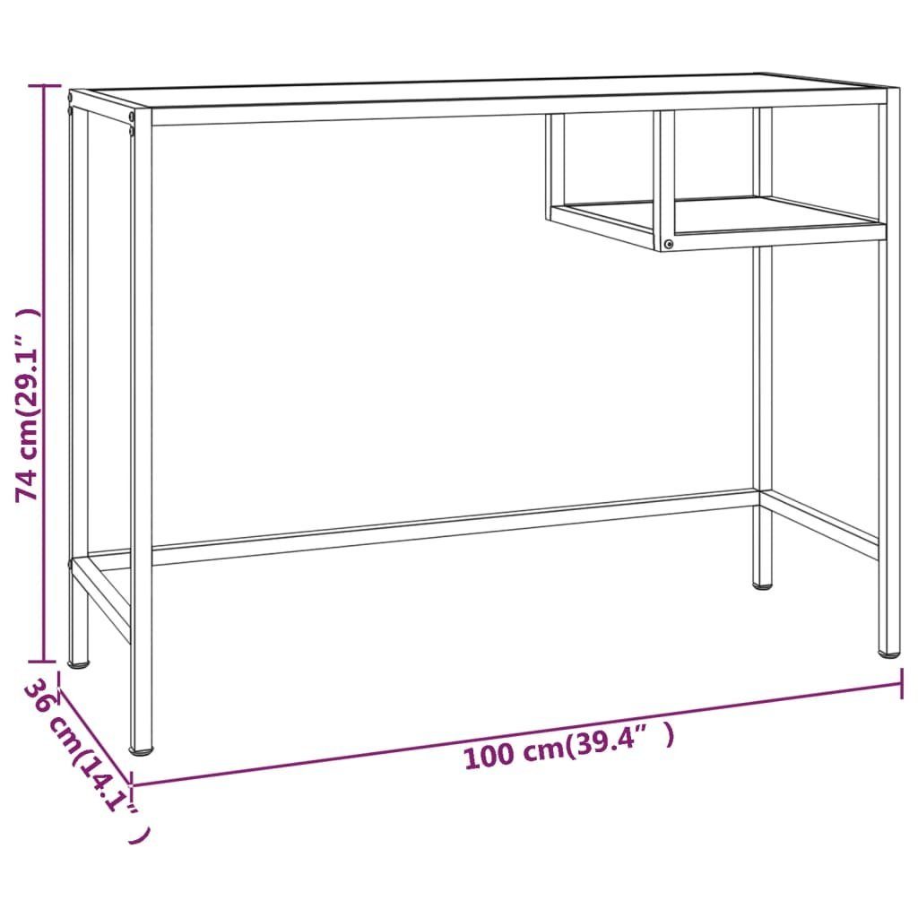 vidaXL Transparent | cm Schwarz Transparent 100x36x74 Transparent Schreibtisch und Hartglas und Computertisch Schwarz