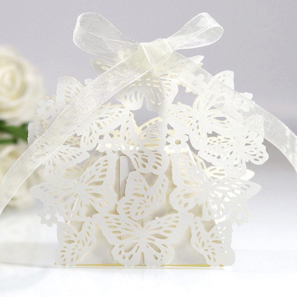 GarveeMore Geschenkbox 50pcs Hohle Schmetterling Hochzeit Süßigkeiten Box