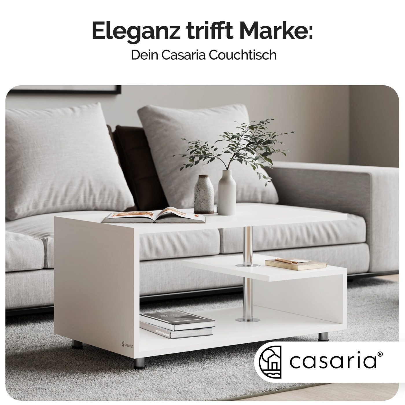 Casaria Couchtisch, Modernes Design, Zusätzliche Ablage, günstig online kaufen
