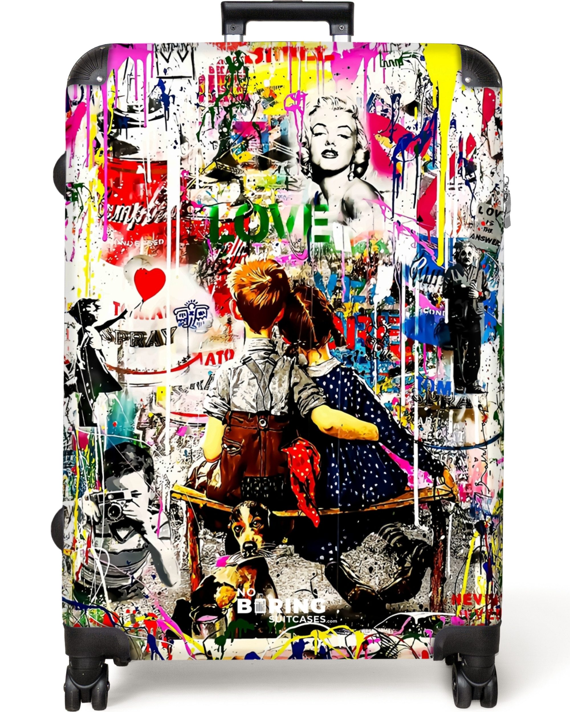 NoBoringSuitcases.com© Hartschalen-Trolley Bekannte Kunstwerke als bunte Graffiti-Kunst 77 cm - 98 L, 8 Rollen, Koffer Groß für 30kg, Trolley, Rollkoffer, Reisekoffer