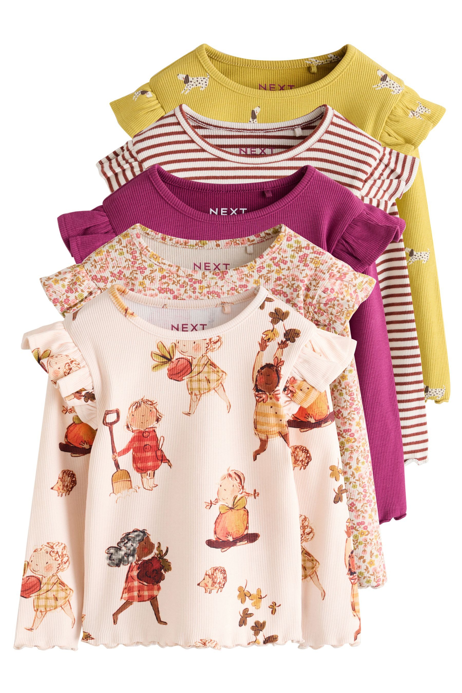 Next Langarmshirt 5er-Pack gerippte Langarmoberteile (5-tlg)