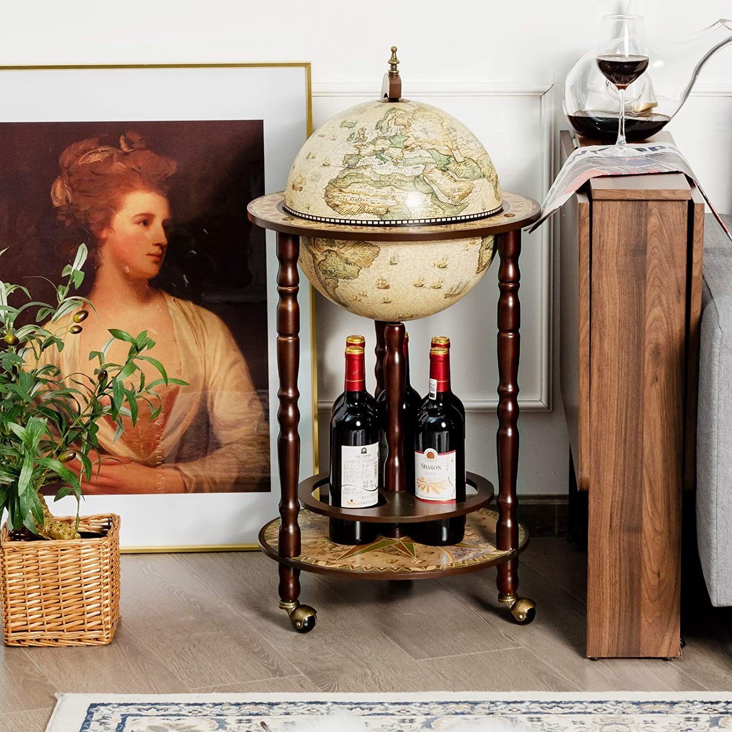 COSTWAY Weinregal Globusbar Servierwagen, mit Rollen günstig online kaufen