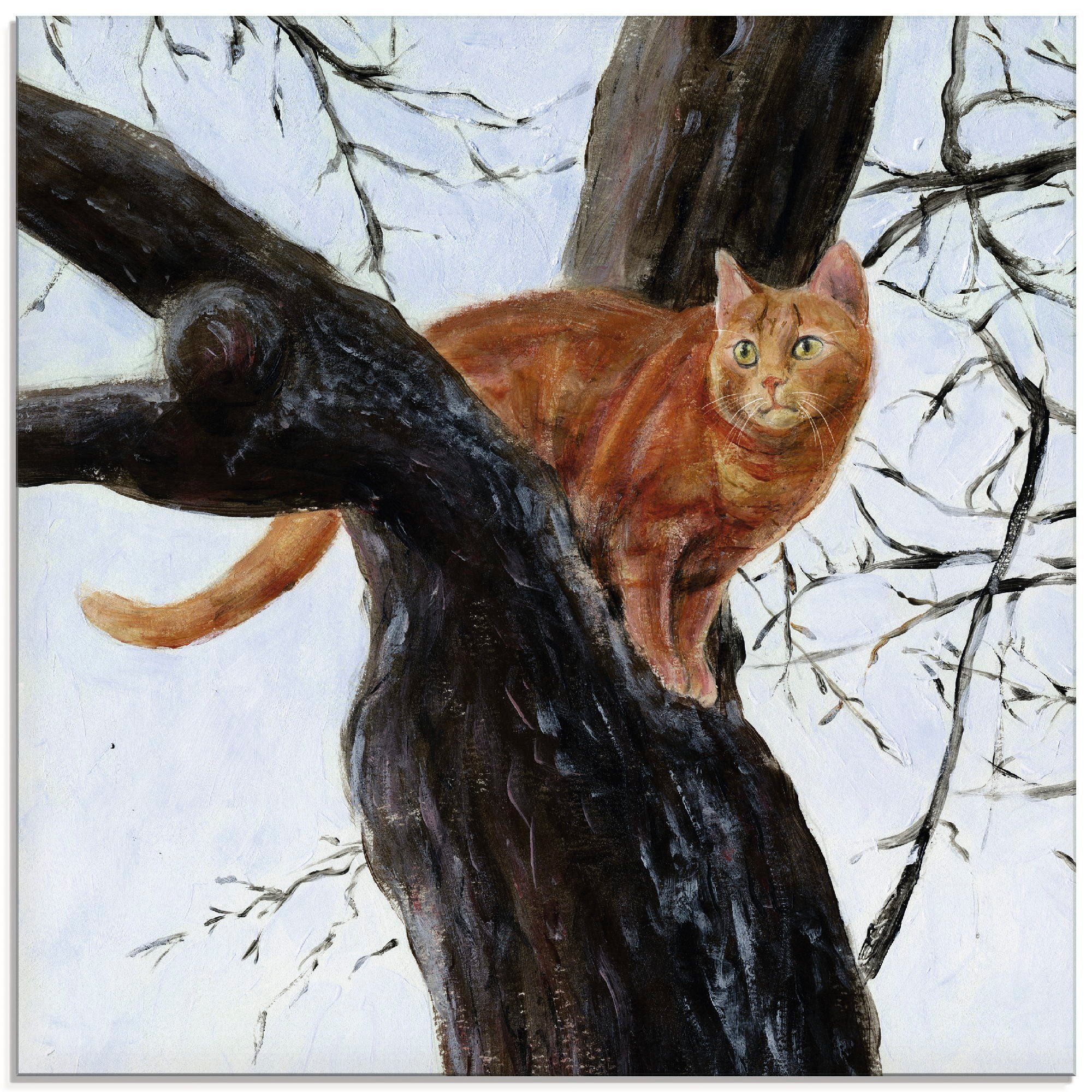 Artland Glasbild Katze im (1 St), verschiedenen Baum, in Größen Haustiere