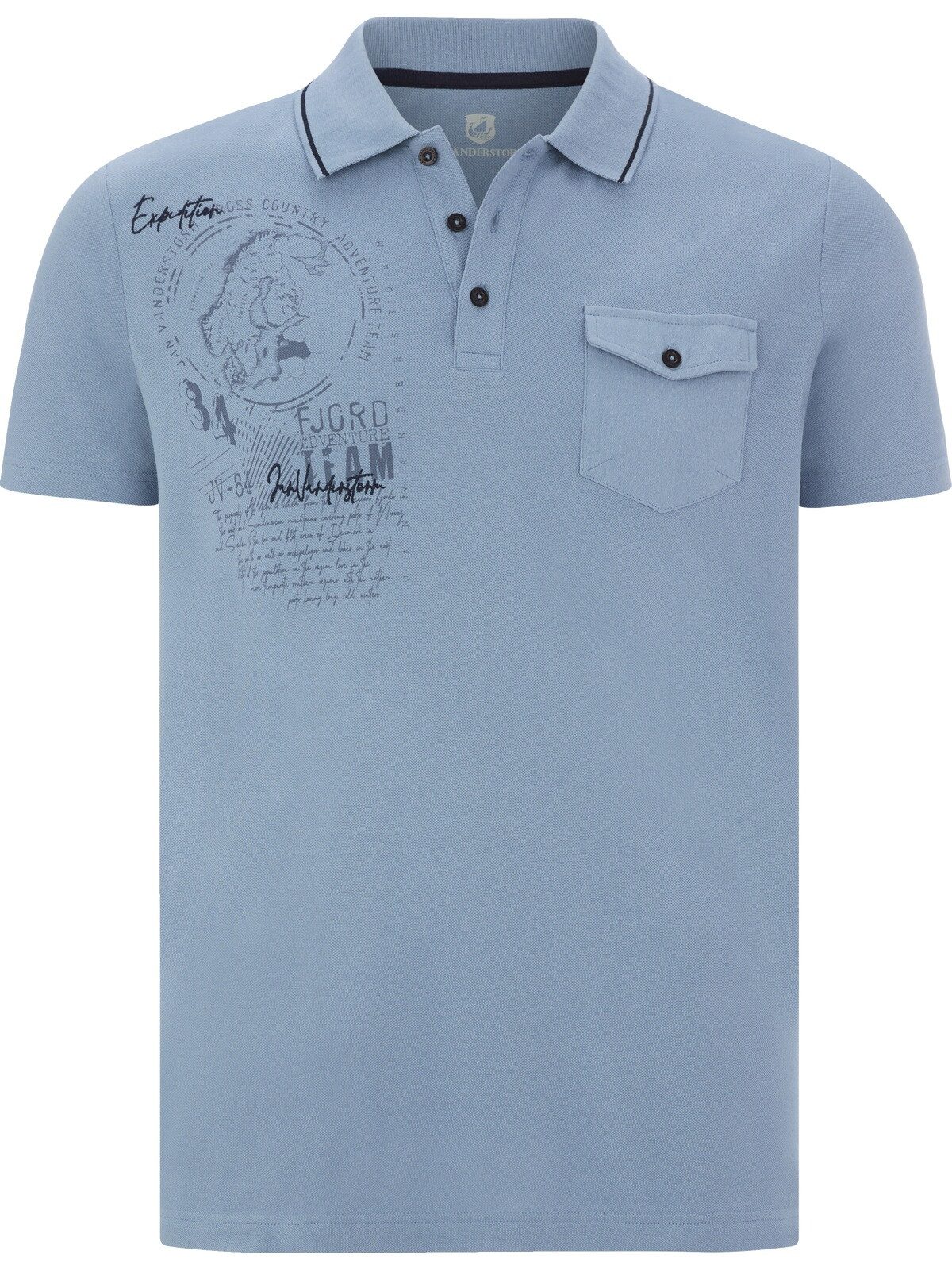 Jan Vanderstorm Poloshirt FJODOR mit nordischem Aufdruck