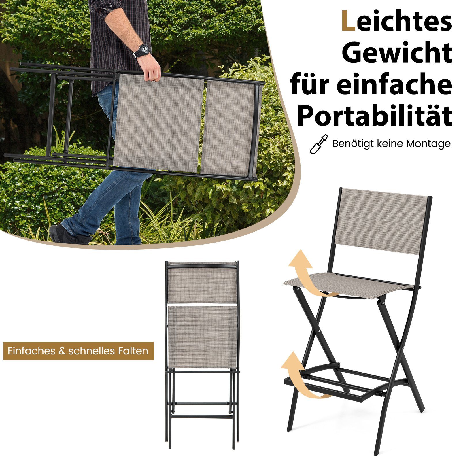 COSTWAY Gartenstuhl (2 St), Barhocker klappbar günstig online kaufen