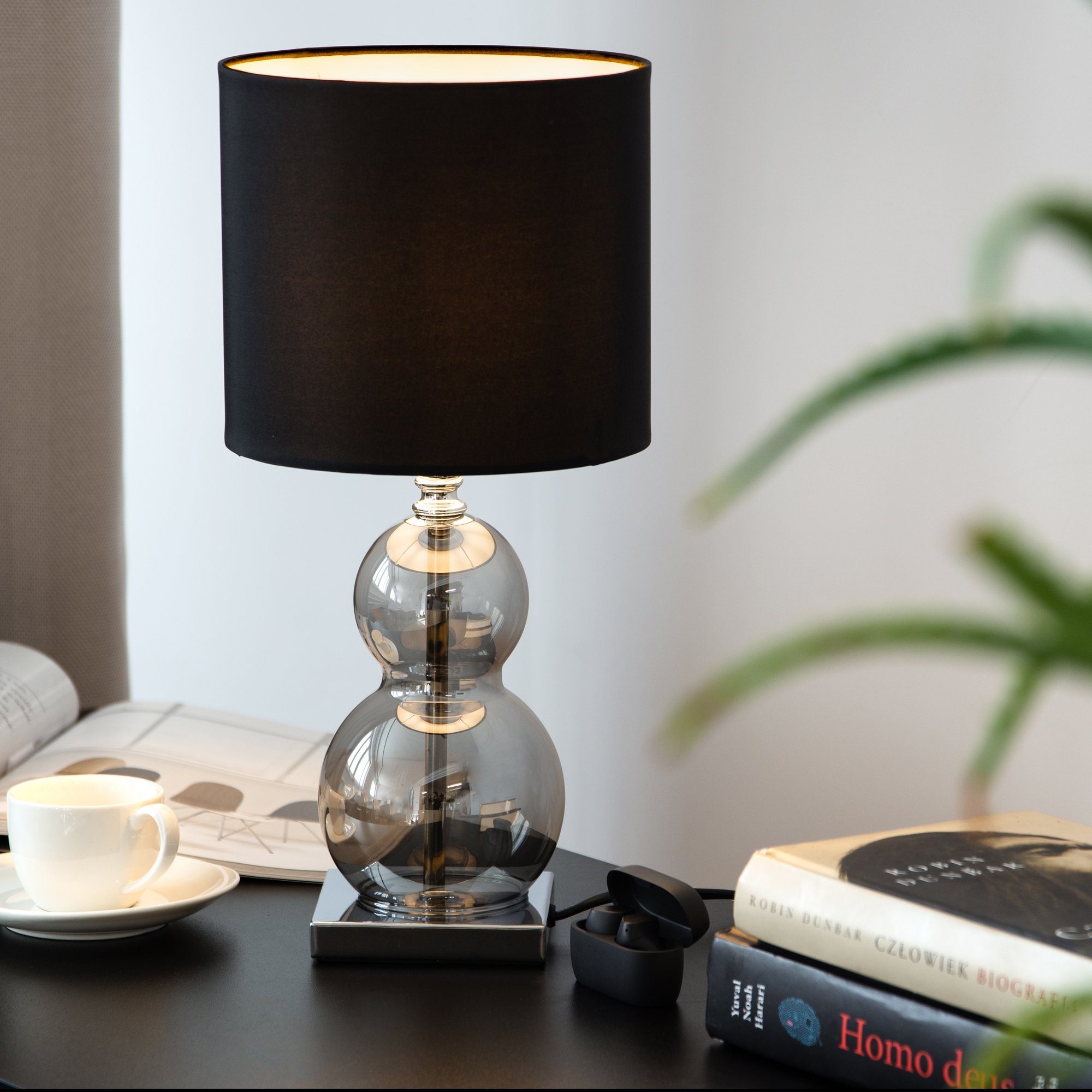 Konsimo Tischleuchte Tischlampe Lampenfuß Leuchtmittel, ohne Elegant, Tischleuchte, Glas, aus RILA E14