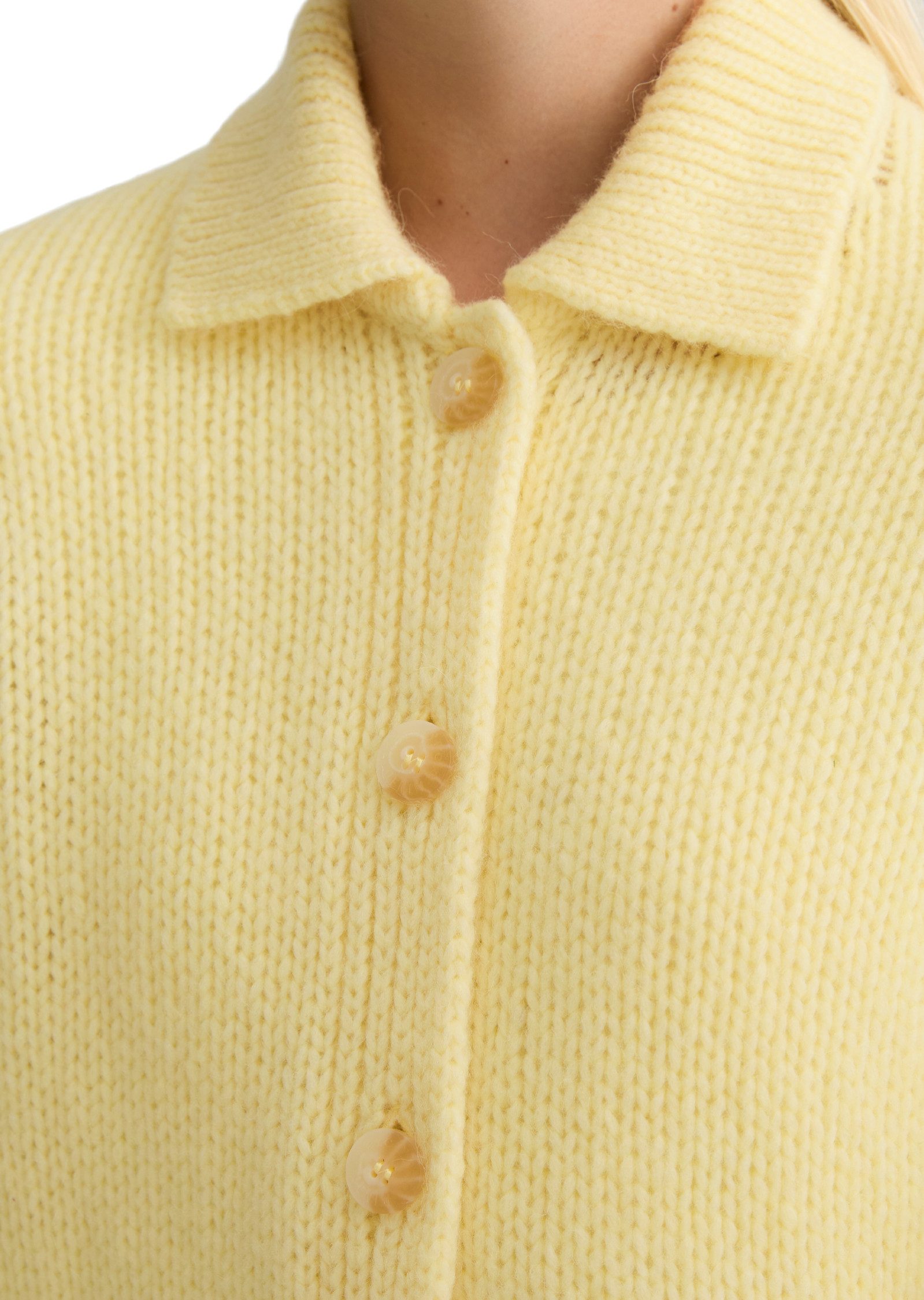 Marc O'Polo DENIM Strickjacke mit Polokragen mit Schurwolle und Alpakawolle