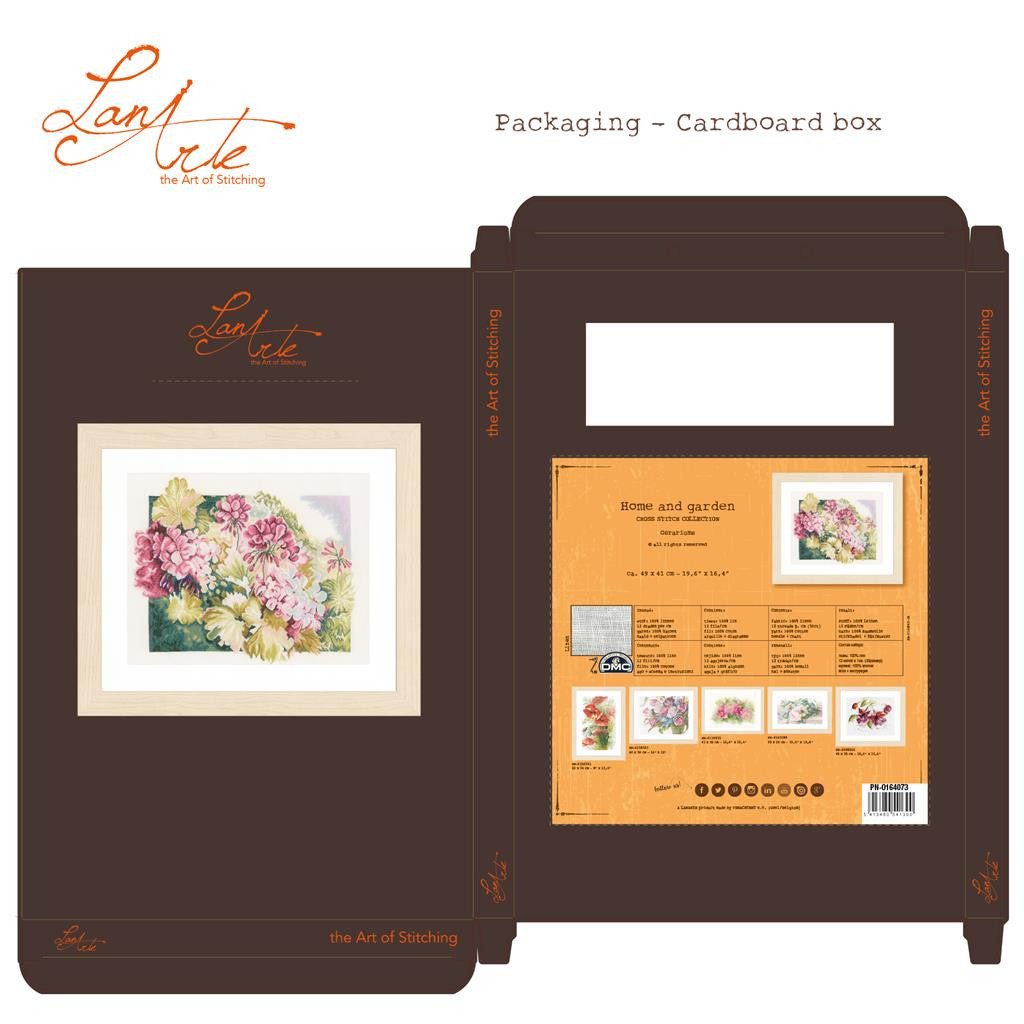 Lanarte Kreativset Lanarte PN-0164073 Geranien Kreuzstichpackung, (Set, embroidery Kit), Made in Europe