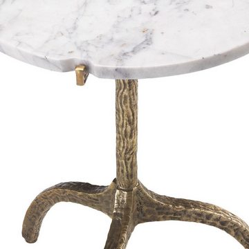 Casa Padrino Beistelltisch Luxus Beistelltisch Vintage Messingfarben / Weiß Ø 45 x H. 58,5 cm - Messing Tisch mit Marmorplatte - Möbel - Luxus Möbel