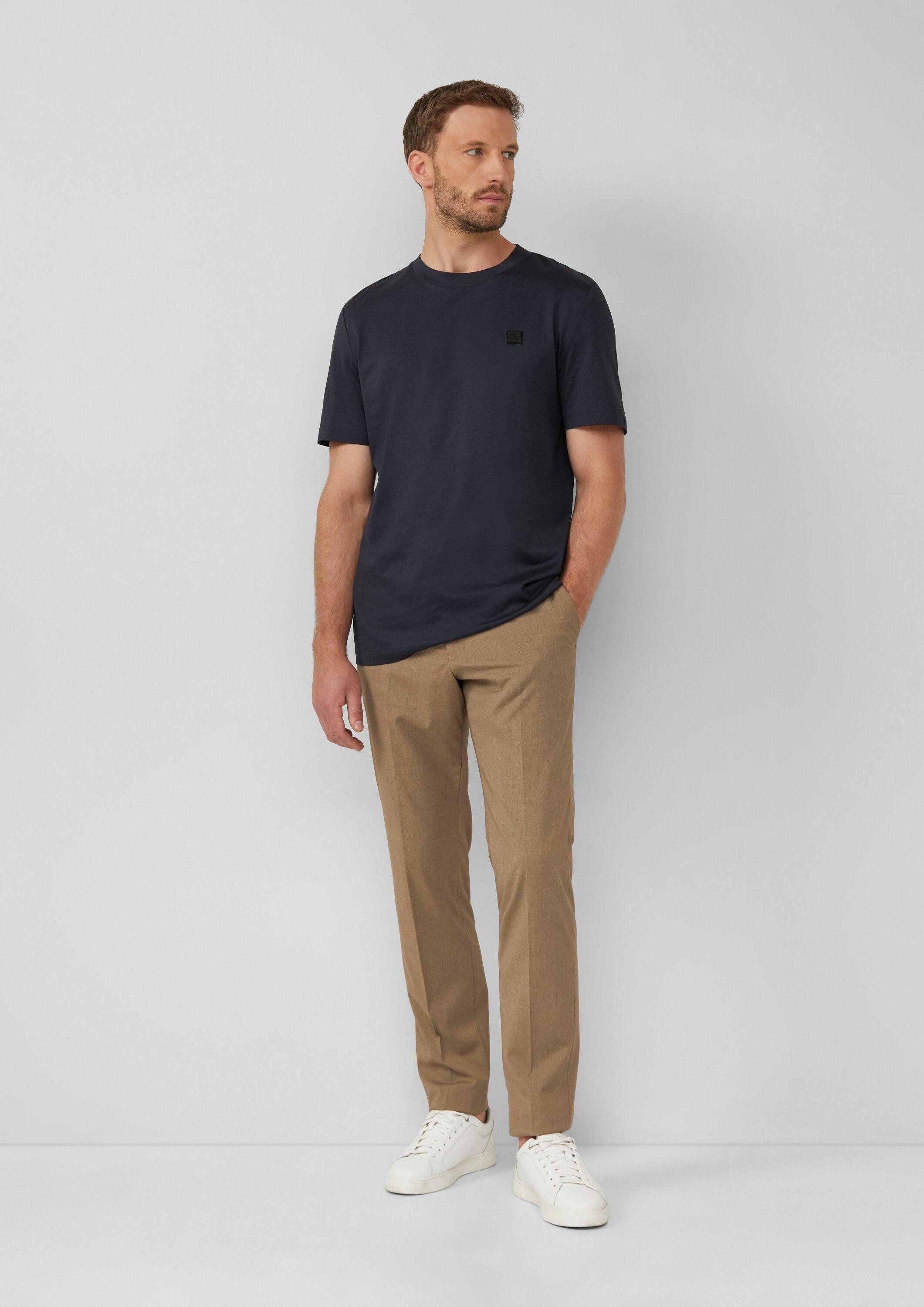 s.Oliver Kurzarmshirt T-Shirt T-Shirt aus merzerisierter Baumwolle mit Logo-Detail