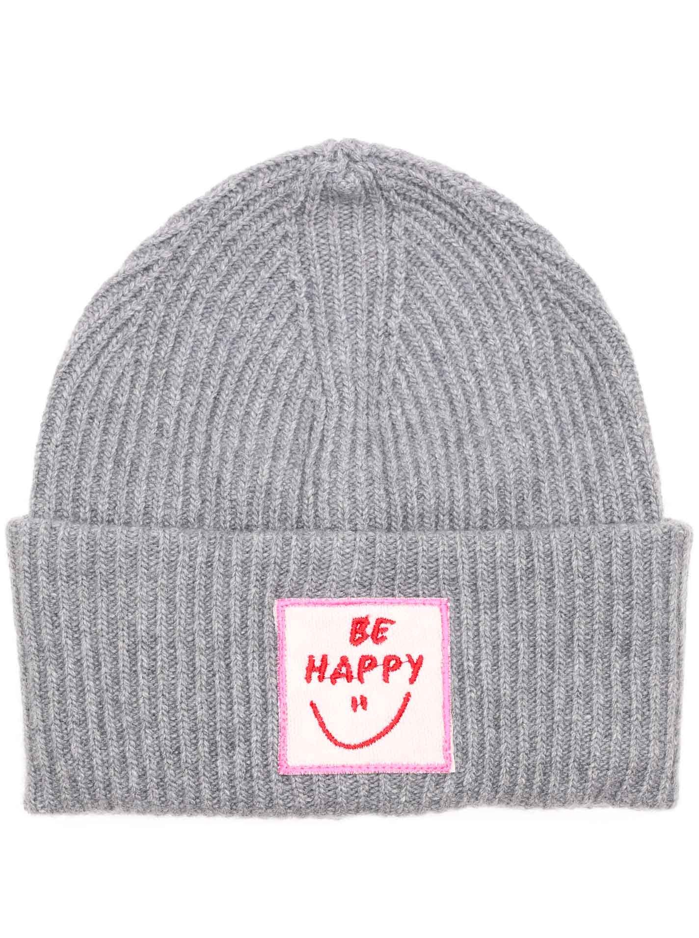 Zwillingsherz Strickmütze "Be Happy" Grobstrick, mit Patch günstig online kaufen