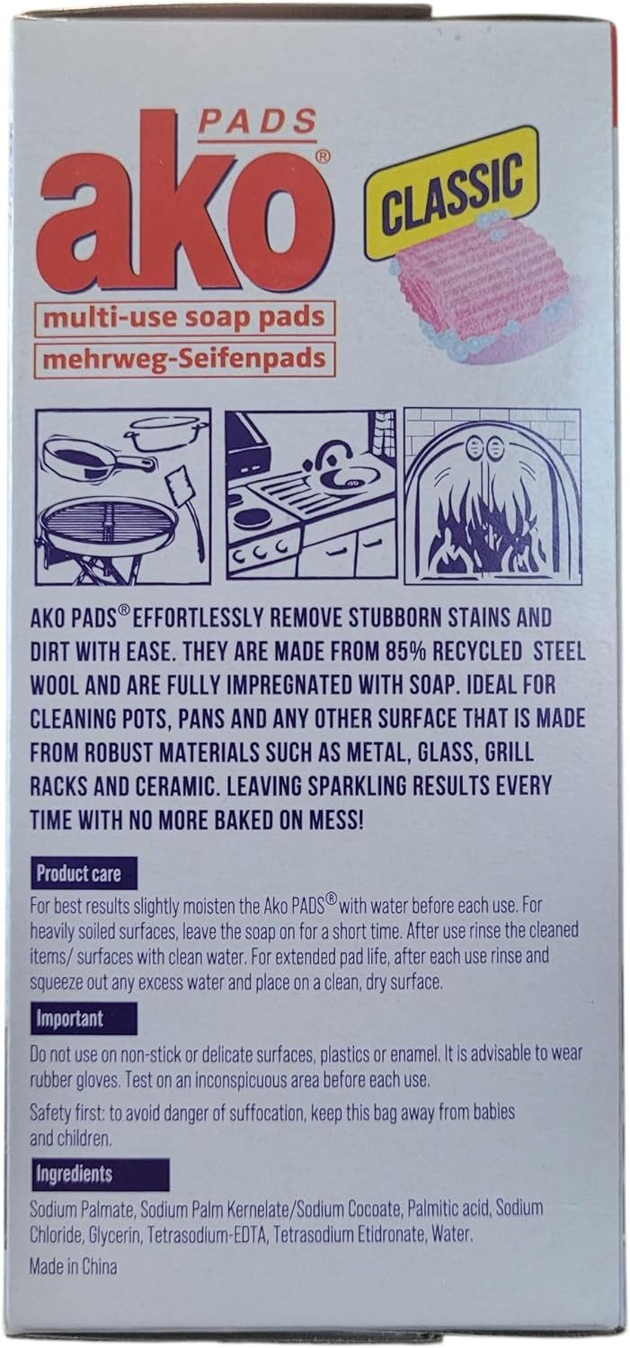 Minky Reinigungsschwamm 1x AKO Pads Classic Seifenpads, Mehrweg-Reinigungspads, 10 Stück, Stark gegen Fett und Eingebranntes
