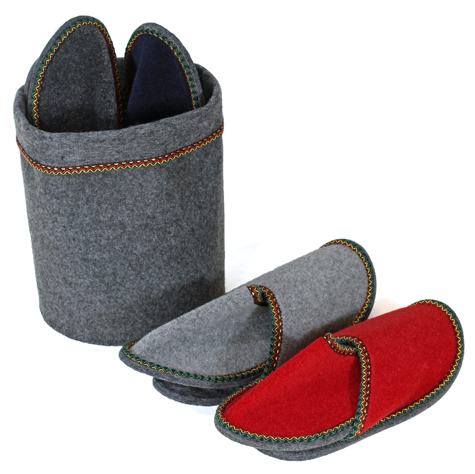 Pantoffelmann Pantoffelkorb Gästeset Filzpantoffel Herren Damen Filz Hausschuhe Pantoffel (1 Paar) Filzpantoffeln, Gästepantoffel besonders leicht