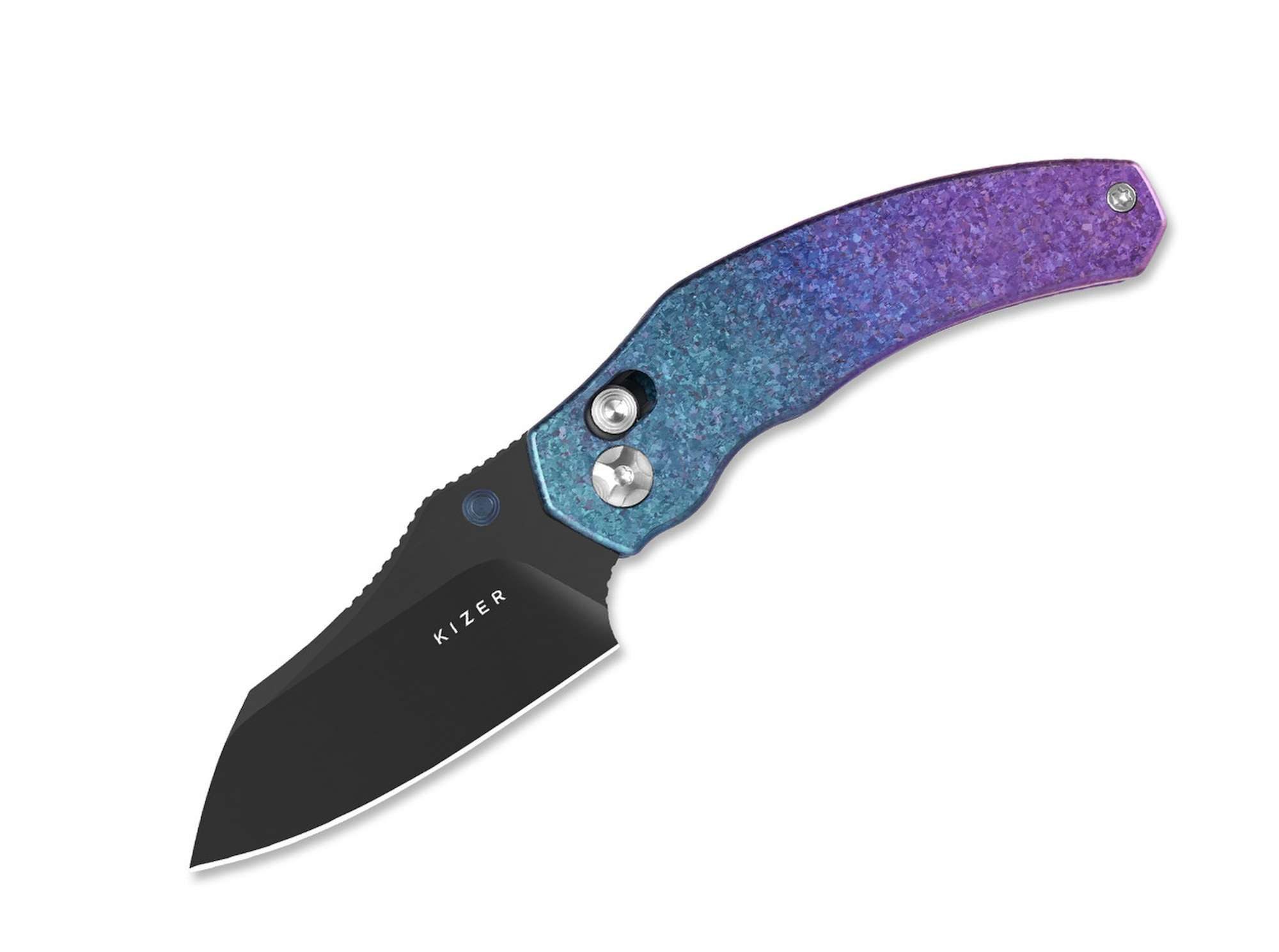 Kizer Taschenmesser Kizer Mini Bulldog S45VN Blue & Purple Ti Black Blade